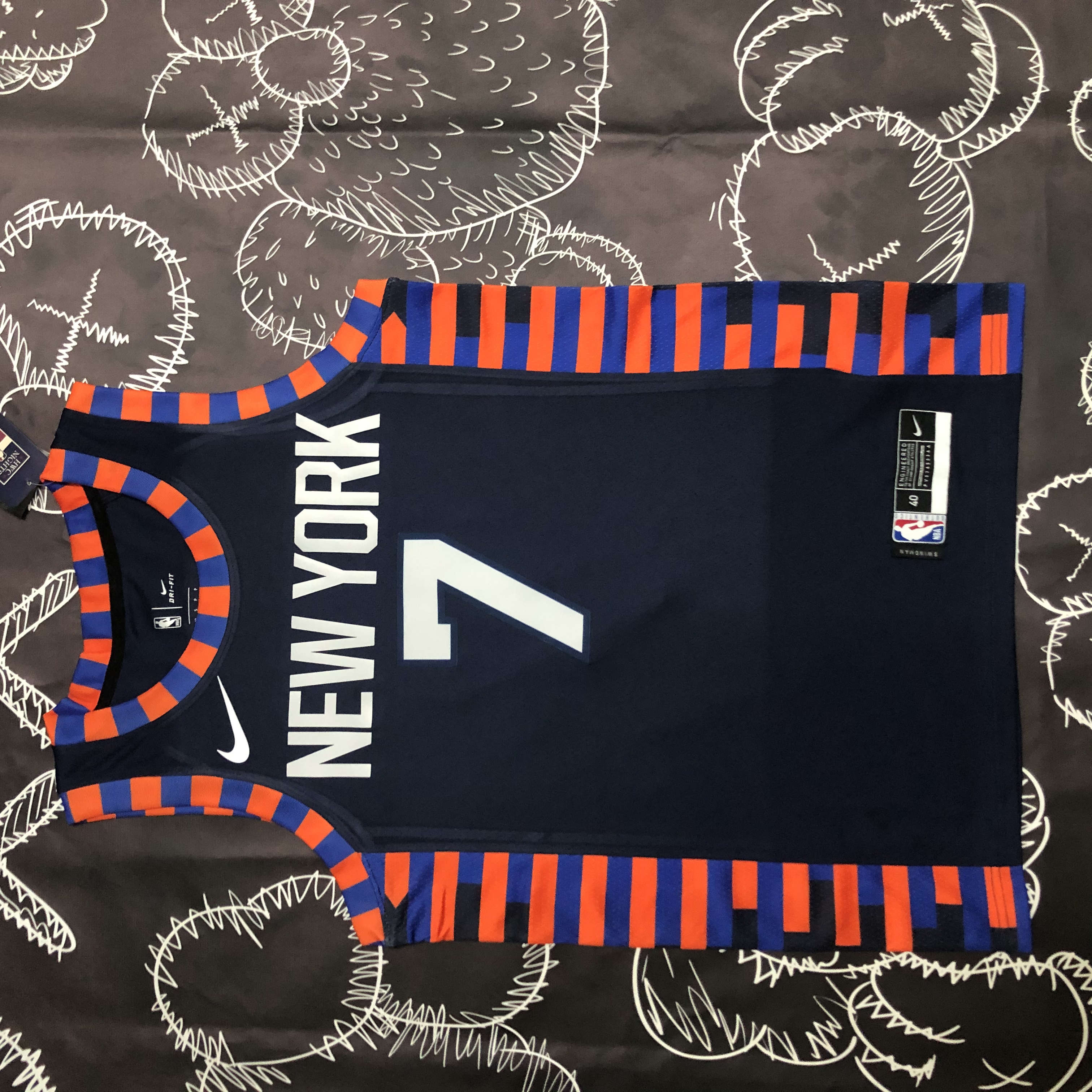 NBA Men New York Knicks Dark Blue #7 ANTHONY Jersey High Quality Name and Number Print - leoleo123123
