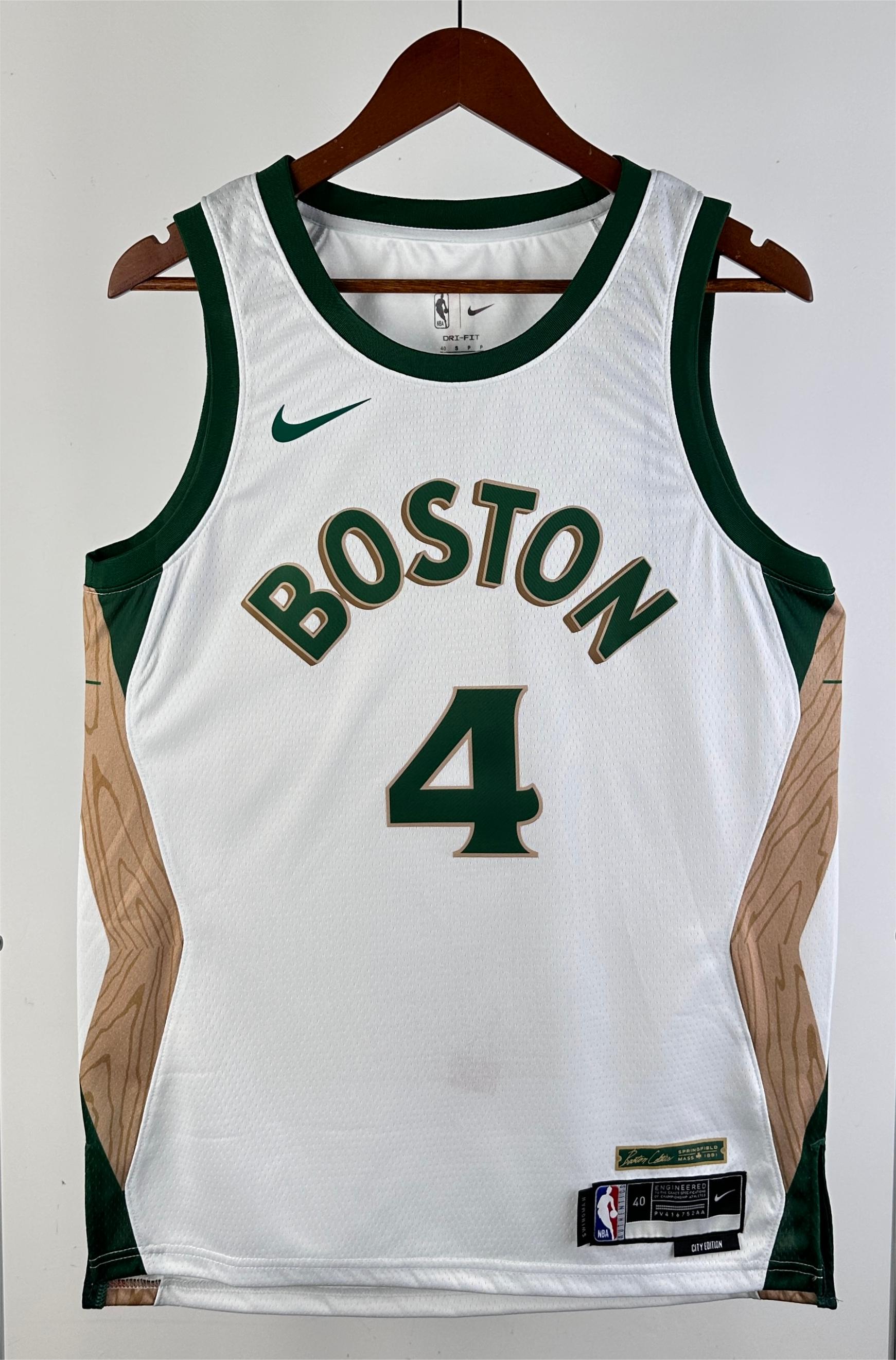 NBA Men Season 2024 Boston Celtics White City Edition #4 HOLIDAY Jersey High Quality Name and Number Print - leoleo123123