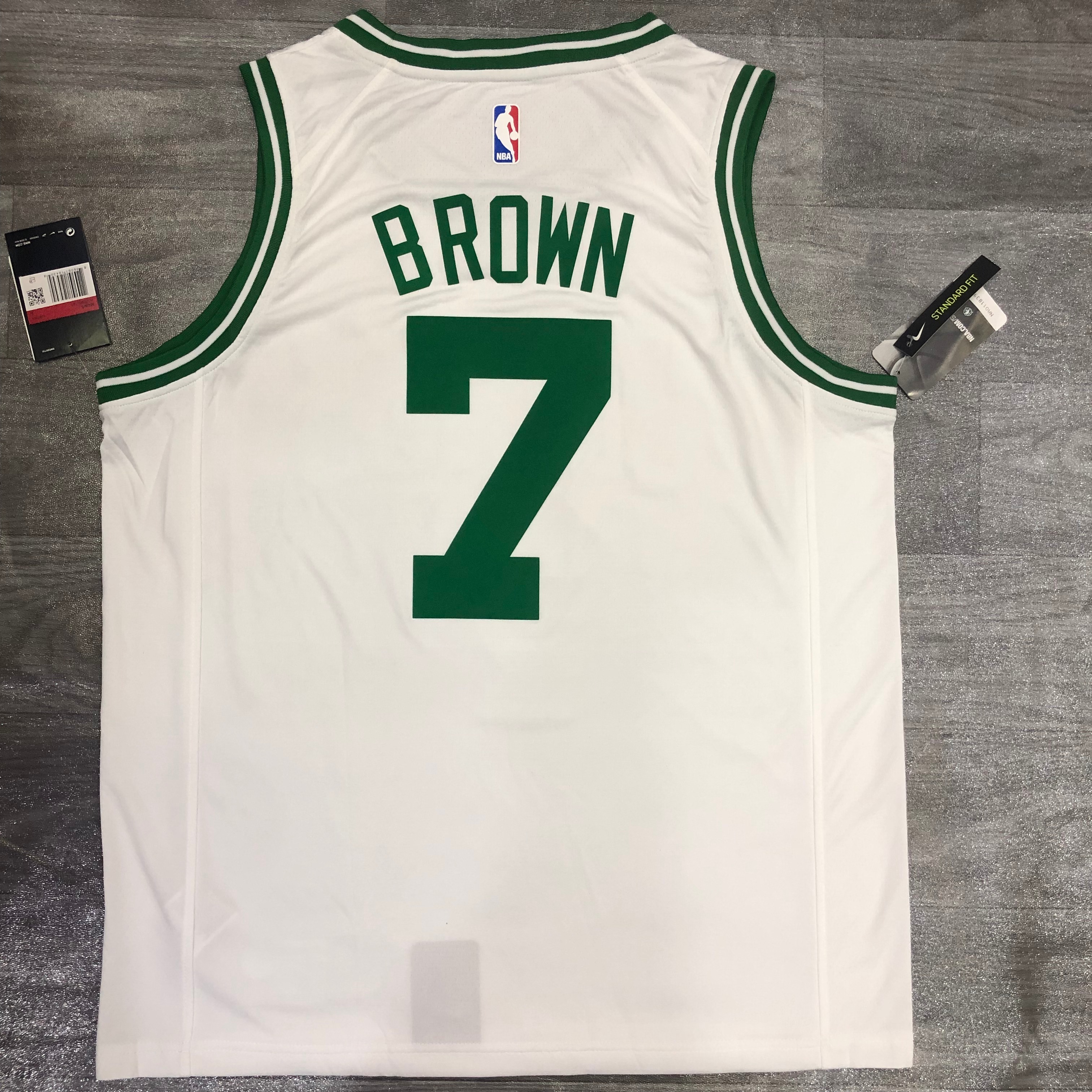 NBA Boston Celtics Retro White with Green Name #7 BROWN Jersey High Quality Name and Number Print - leoleo123123