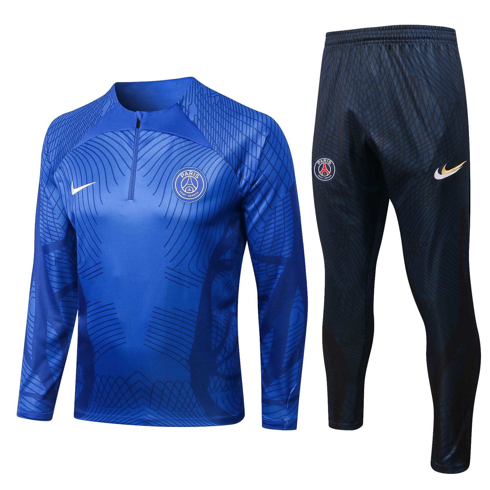 22/23 PSG Blue Sweater Tracksuit with Ink-jet Printing Thai Quality - leoleo123123