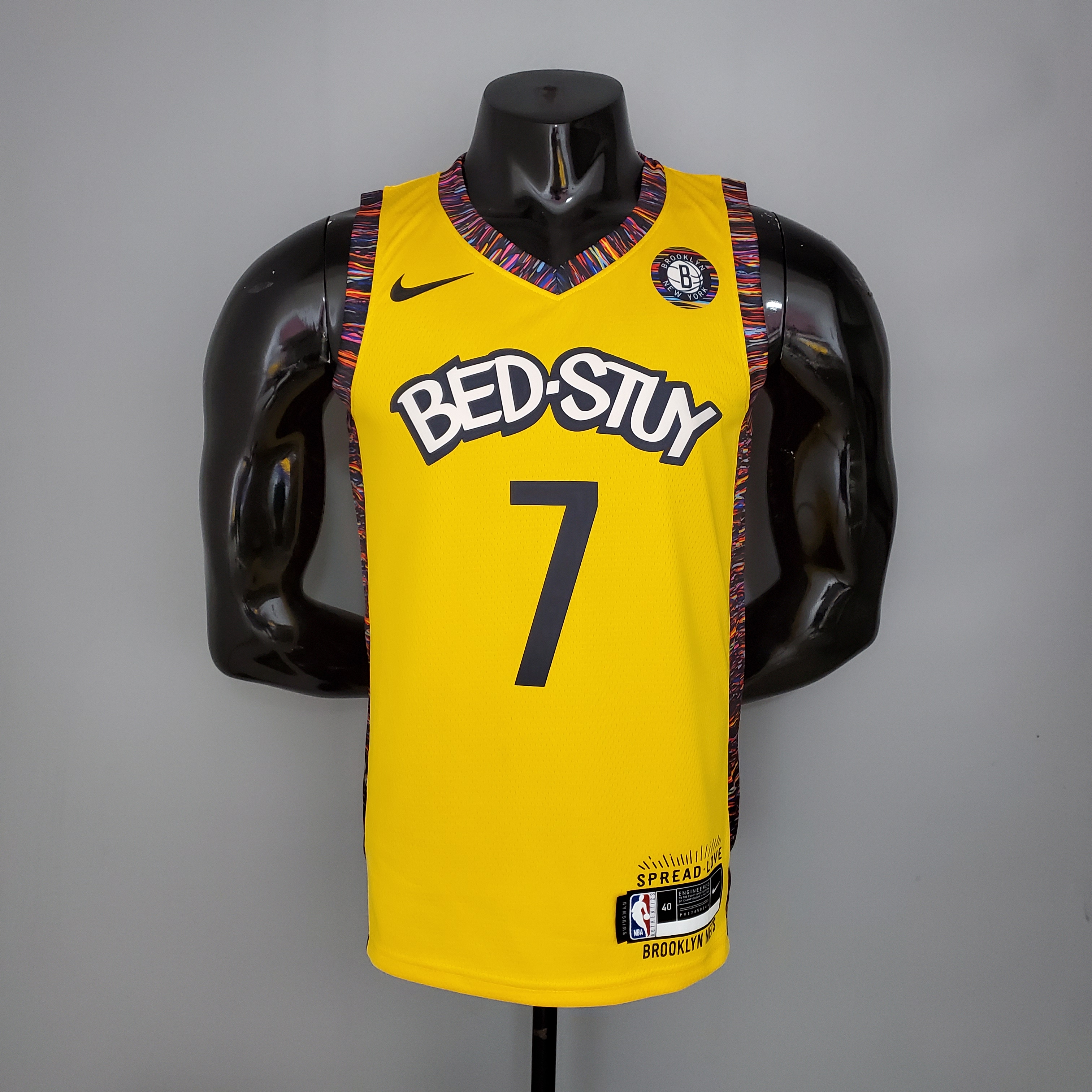 NBA Men Brooklyn Nets Yellow #7 DURANT Jersey High Quality Name and Number Print - leoleo123123