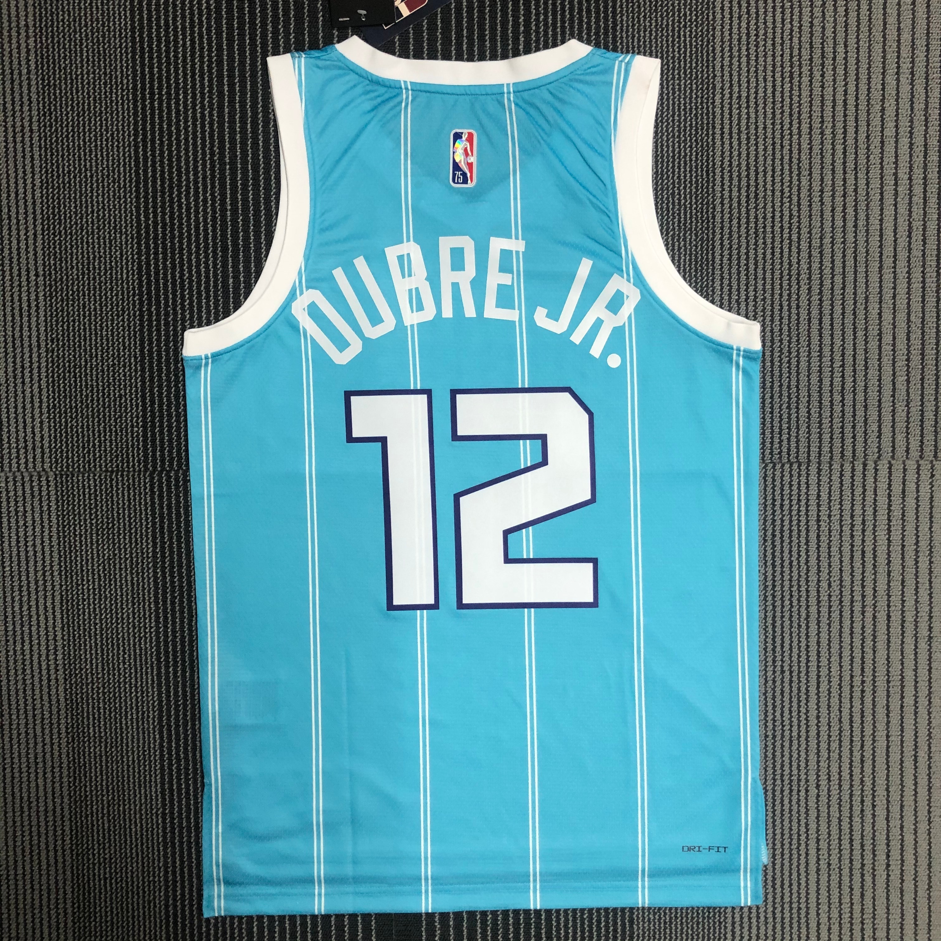 NBA Men 75th Anniversary New Season Charlotte Hornets Blue #12 DUBRE JR. Jersey High Quality Name and Number Print - leoleo123123