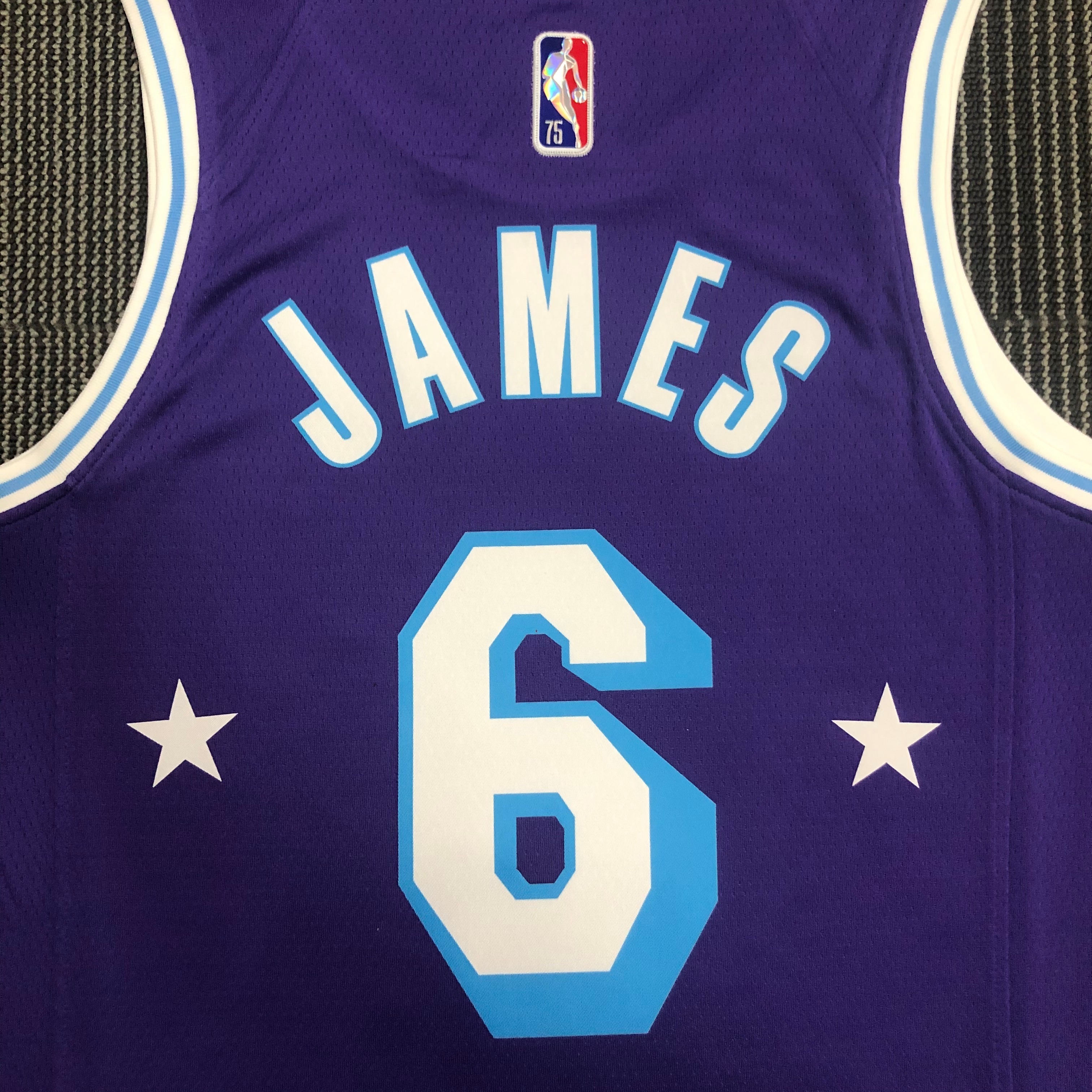 NBA Season 2022 75th Anniversary Los Angeles Lakers Purple Round Neck #6 JAMES Jersey High Quality Name and Number Print - leoleo123123