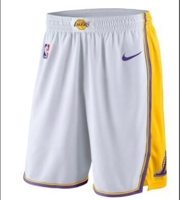 NBA Men Los Angeles Lakers White Pant Short High Quality Name and Number Print - leoleo123123