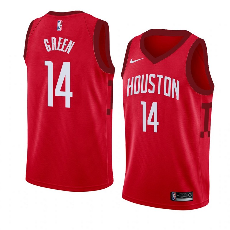 NBA Men Houston Rockets Rewarding Red #14 GREEN Jersey High Quality Name and Number Print - leoleo123123