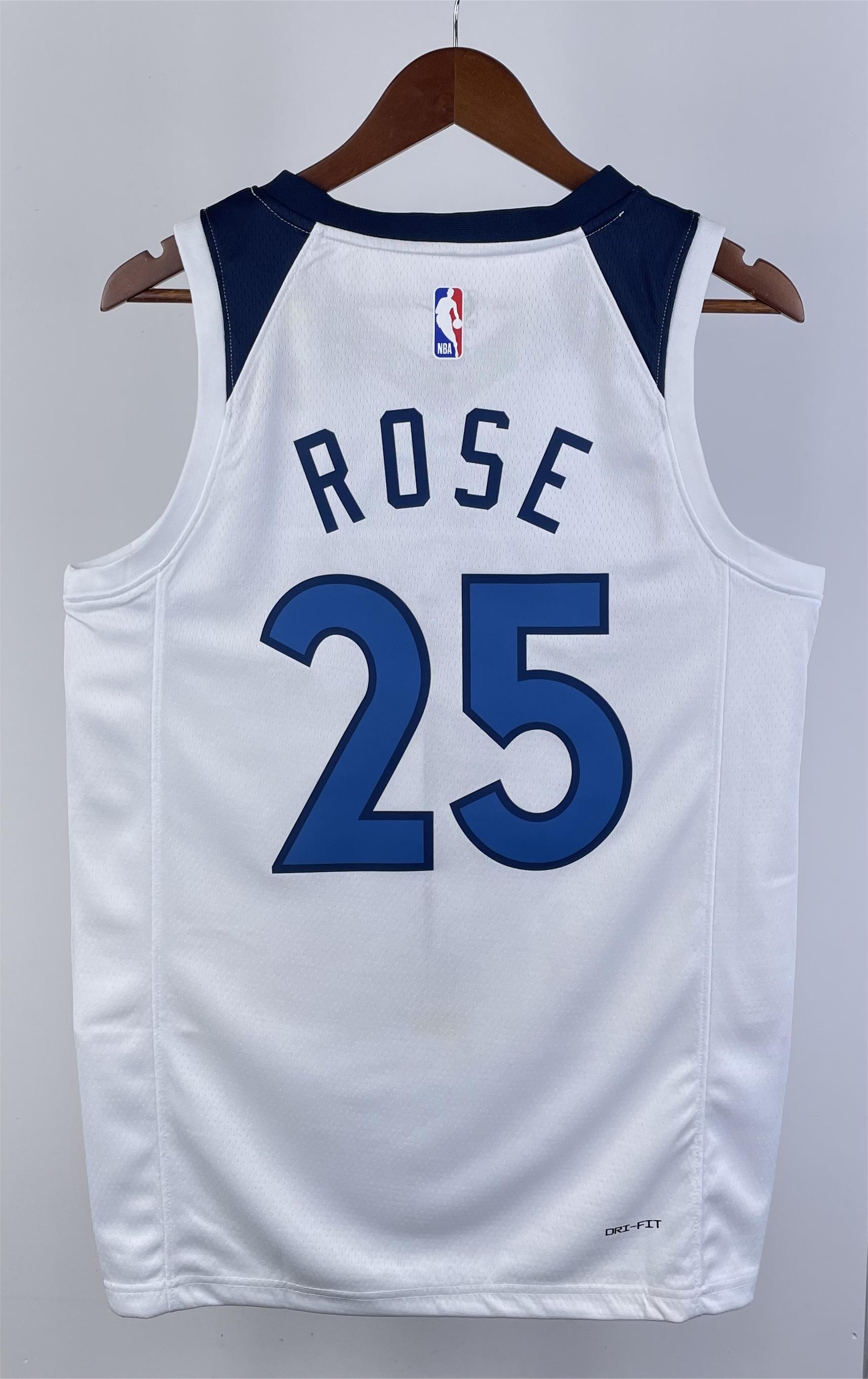 NBA Men 2023 Minnesota Timberwolves White #25 ROSE Jersey High Quality Name and Number Print - leoleo123123