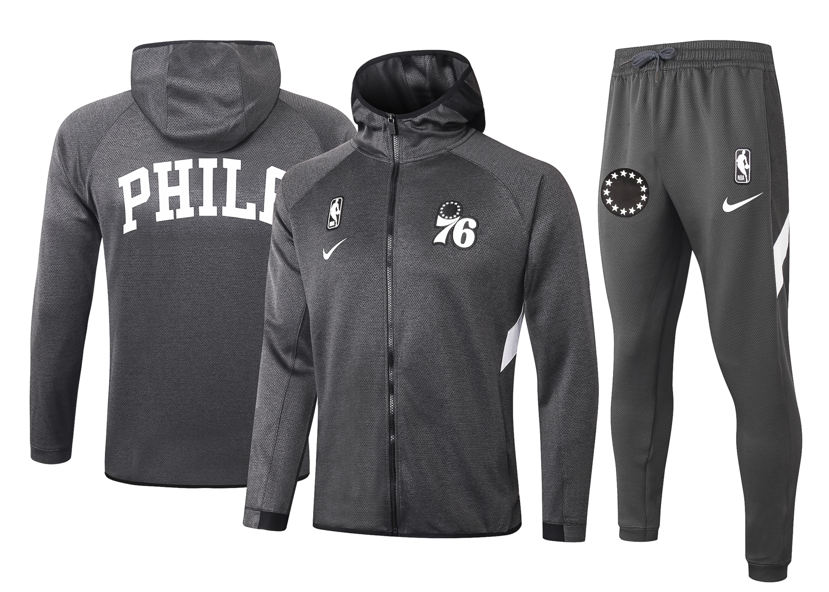 NBA Philadelphia 76ers Dark Grey with Cap Jacket Tracksuit High Quality - leoleo123123