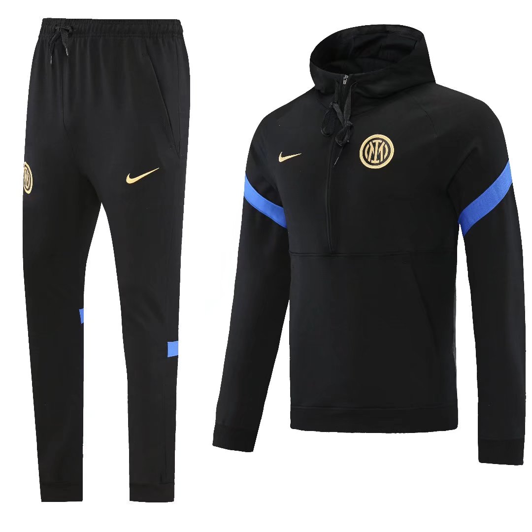 21/22 Inter Milan Black Jacket Tracksuit with Cap Thai Quality - leoleo123123