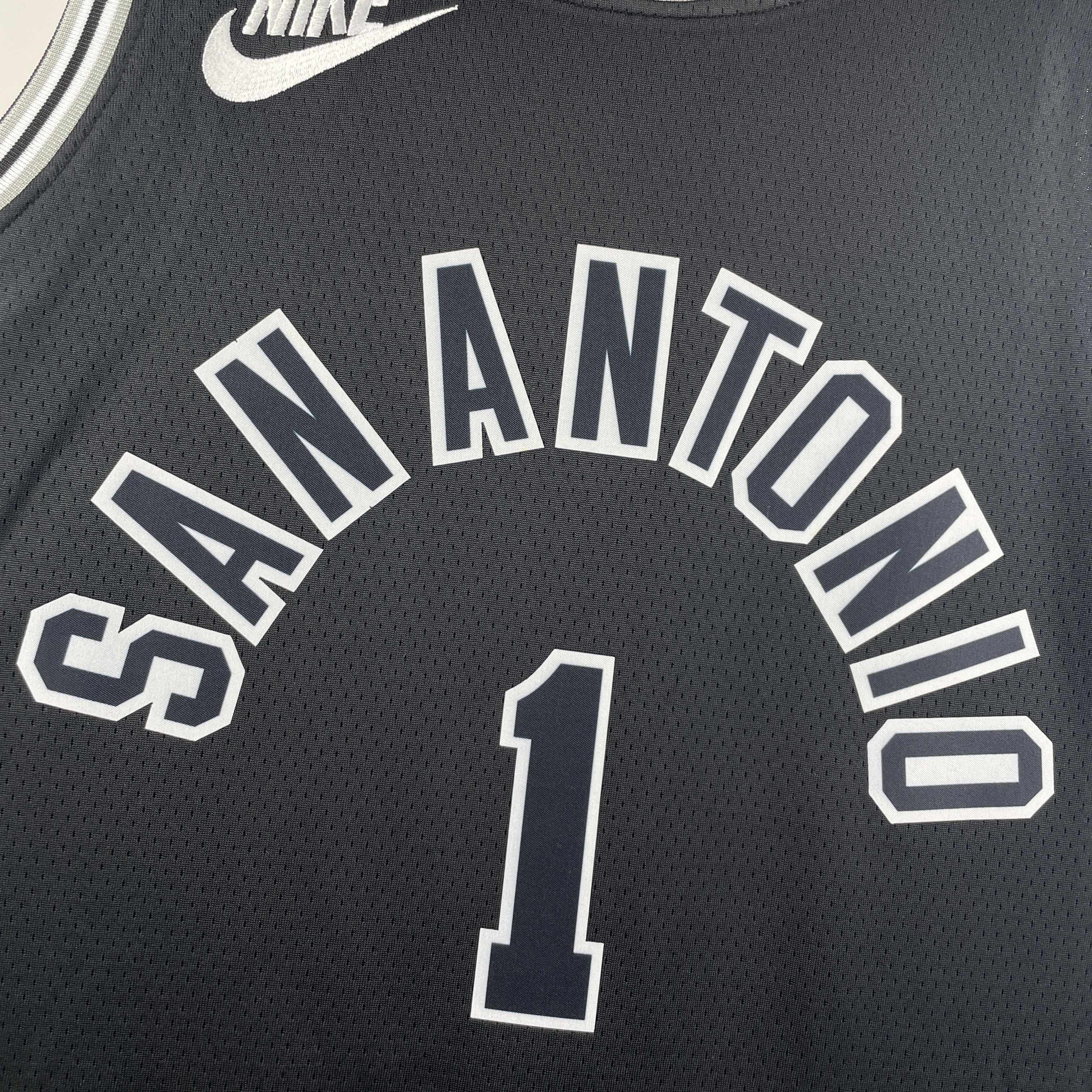 NBA Men Season 2023 San Antonio Spurs Black Retro #1 WEMBANYAMA Jersey High Quality Name and Number Print - leoleo123123