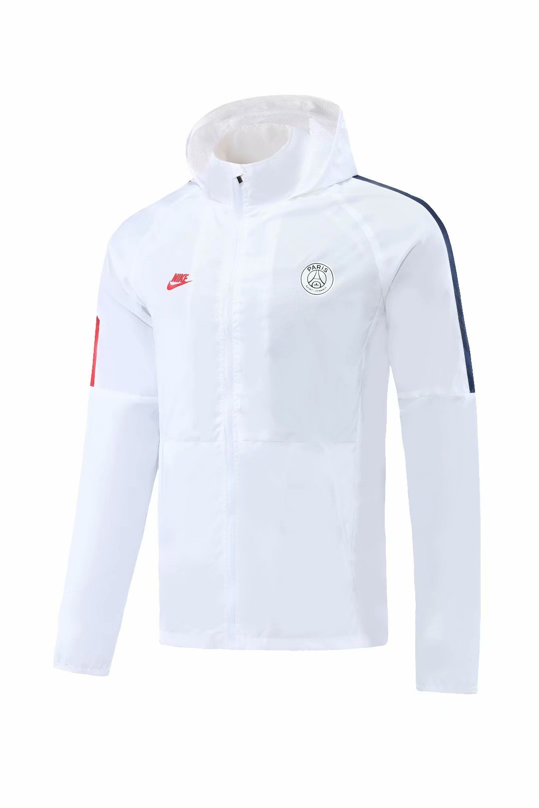 20-21 PSG White with Nike Logo Windbreaker Jacket Thai Quality - leoleo123123