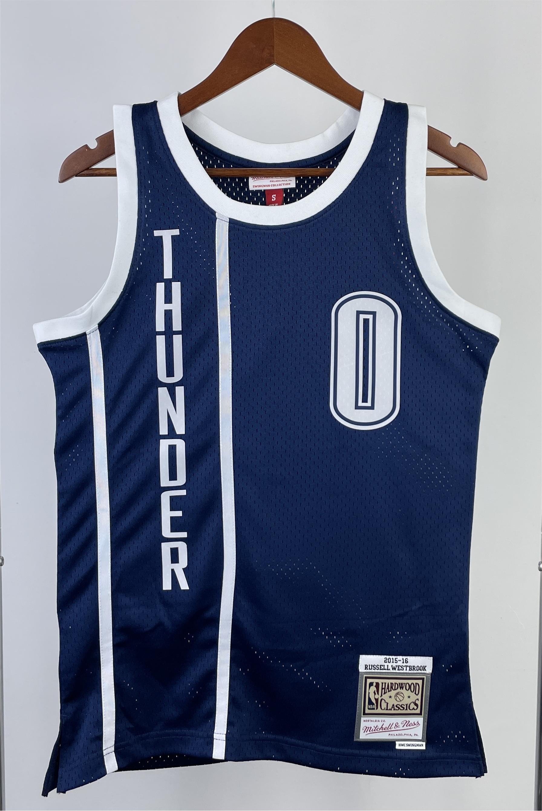 NBA Men 15-16 Oklahoma City Thunder Dark Blue #0 WESTBROOK Claasic Swingman Jersey - leoleo123123