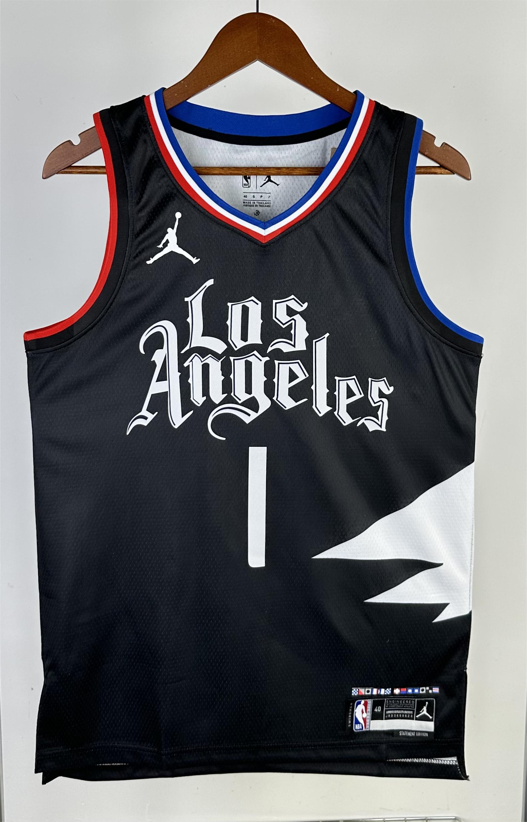NBA Men 2023 Los Angeles Clippers Black with Jordan Logo #1 HARDEN Jersey High Quality Name and Number Print - leoleo123123