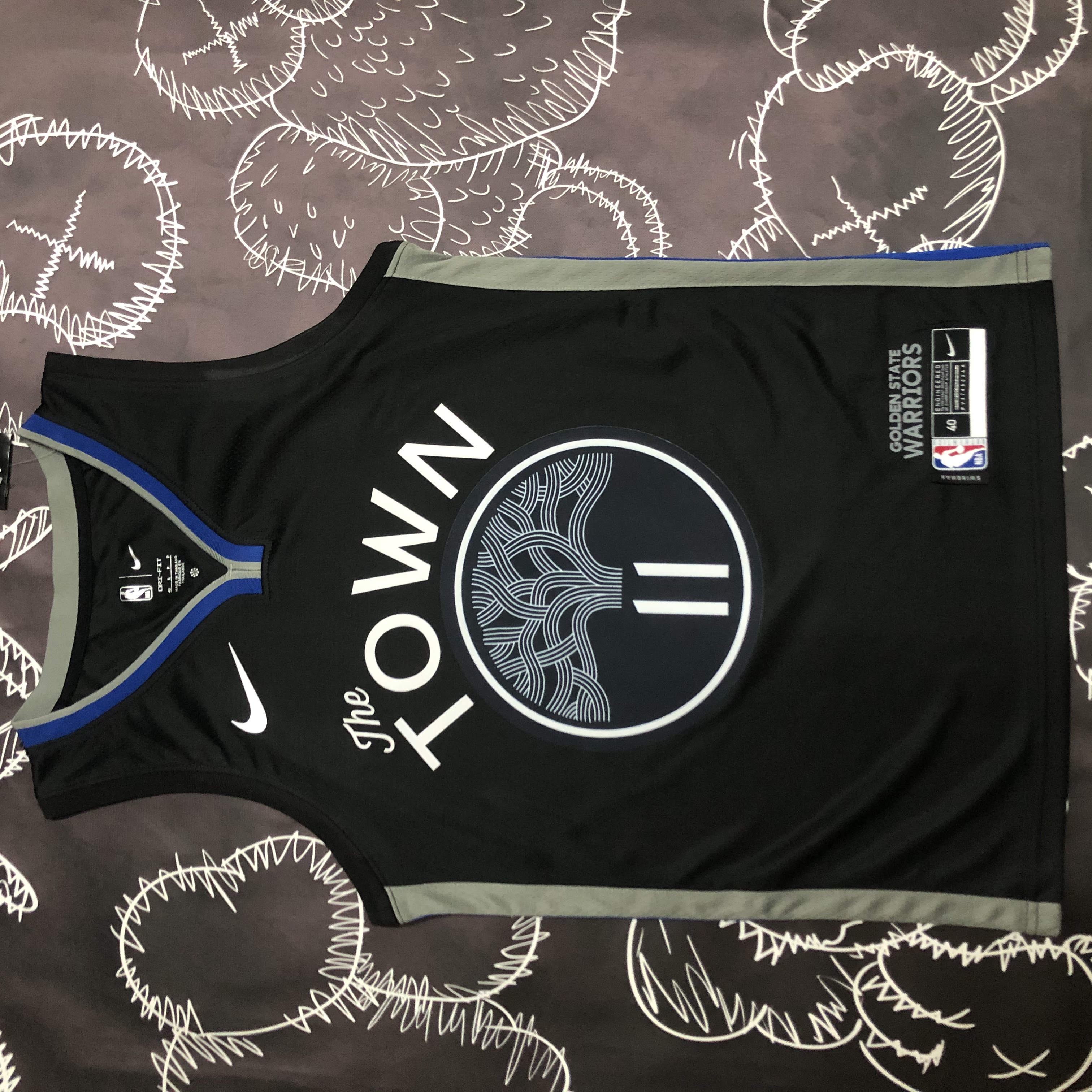 NBA Men Season 2020 Golden State Warriors Black Grey #11 THOMPSON Jersey High Quality Name and Number Print - leoleo123123