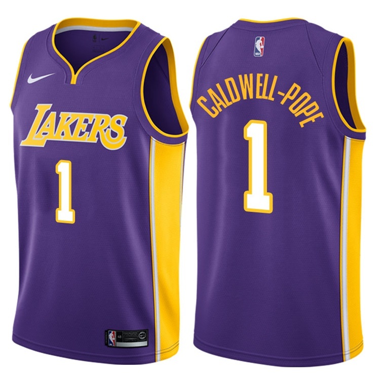 NBA Men Los Angeles Lakers Purple 1 CALD WELL-POPE V-neck Jersey High Quality Name and Number Print - leoleo123123