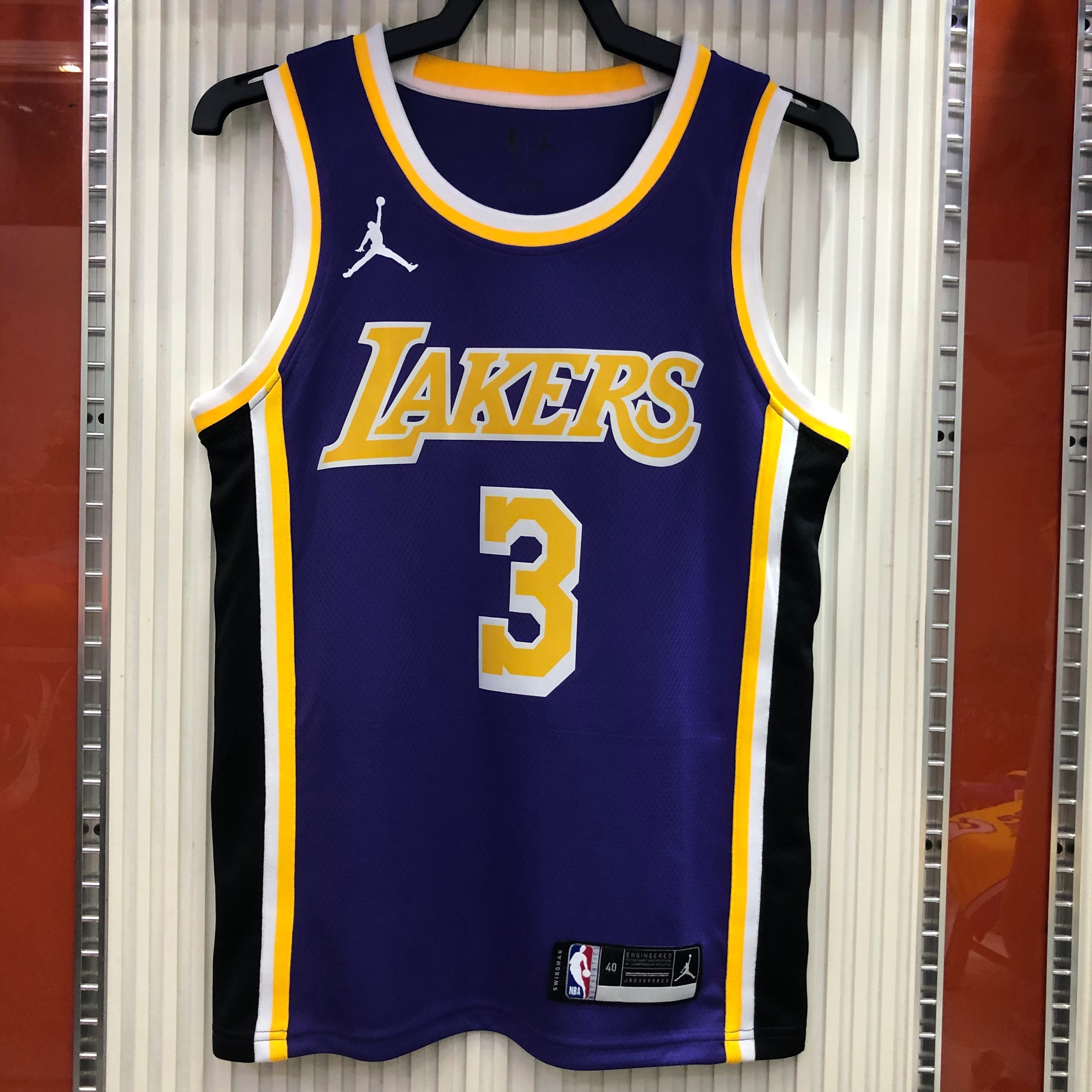 NBA Men Season 2021 Los Angeles Lakers #3 DAVIS Purple Round Neck with Jordan logo Jersey High Quality Name and Number Print - leoleo123123