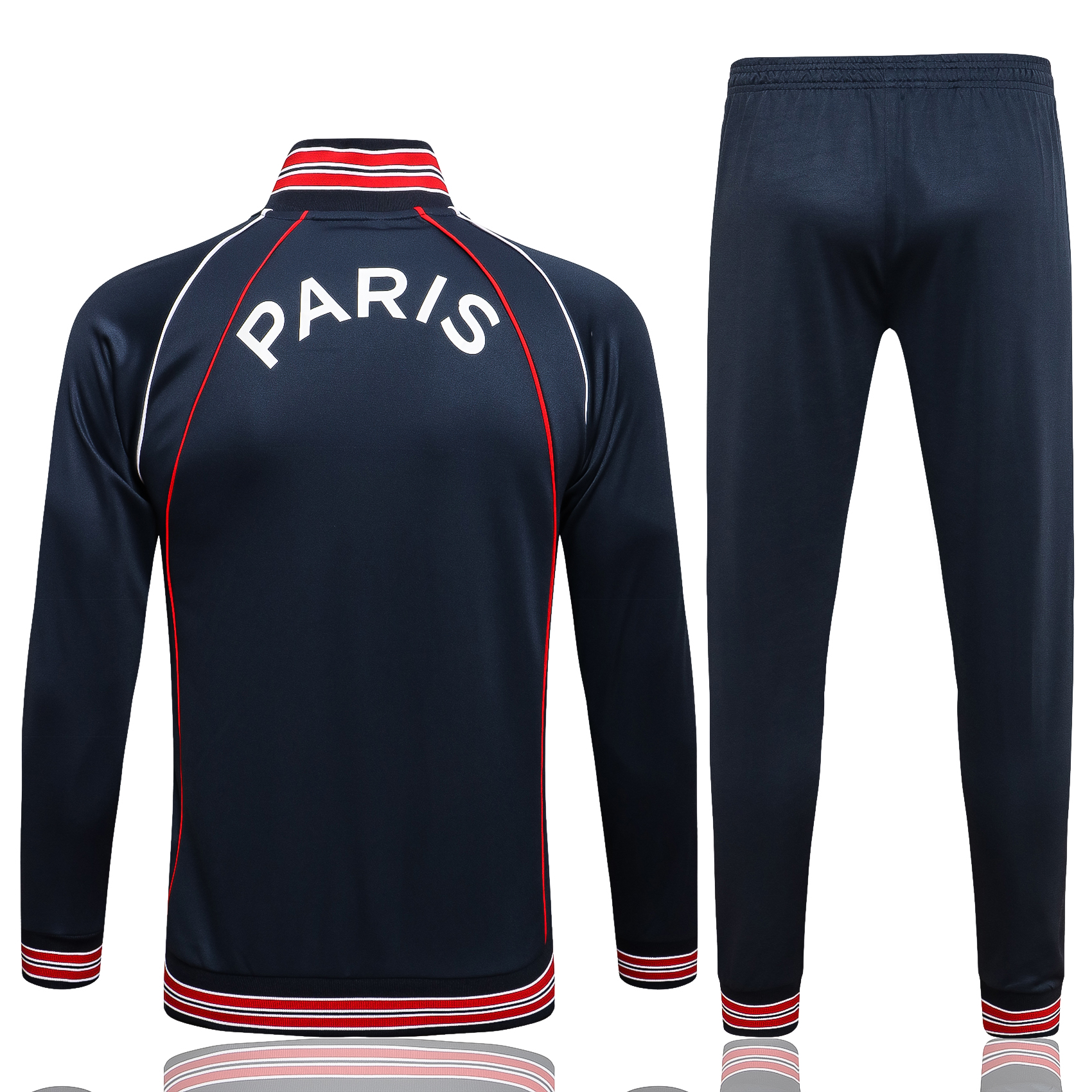 21-22 PSG Navy Blue Jordan Jacket with Red Lines Tracksuit Thai Quality - leoleo123123
