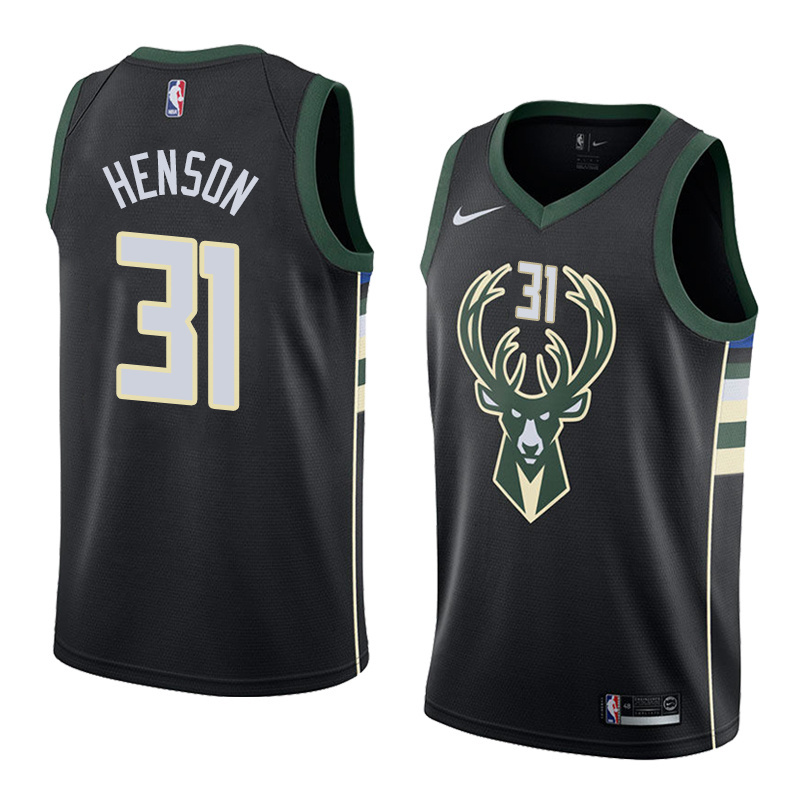 NBA Men Milwaukee Bucks Black #31 HENSON Jersey High Quality Name and Number Print - leoleo123123