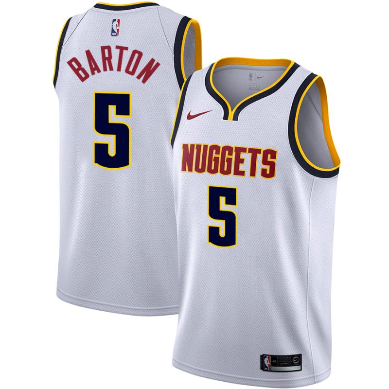 NBA Men Denver Nuggets White #5 BARTON Jersey High Quality Name and Number Print - leoleo123123