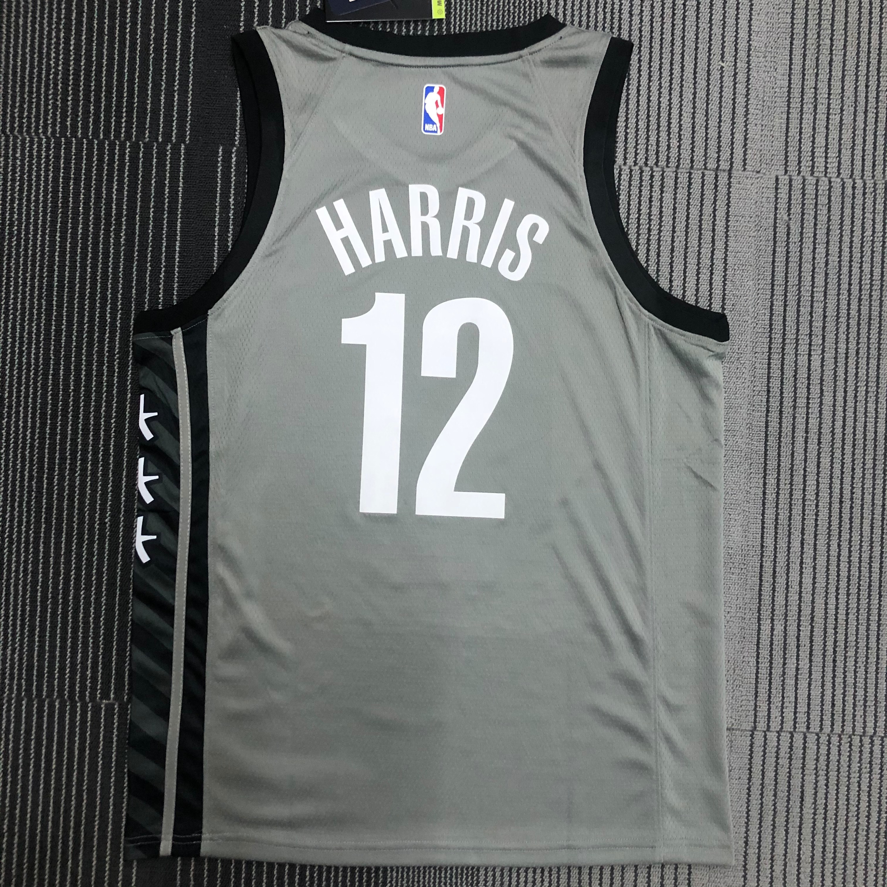 NBA Men 75th Anniversary Brooklyn Nets Grey with Jordan Logo #12 HARRIS Jersey High Quality Name and Number Print - leoleo123123