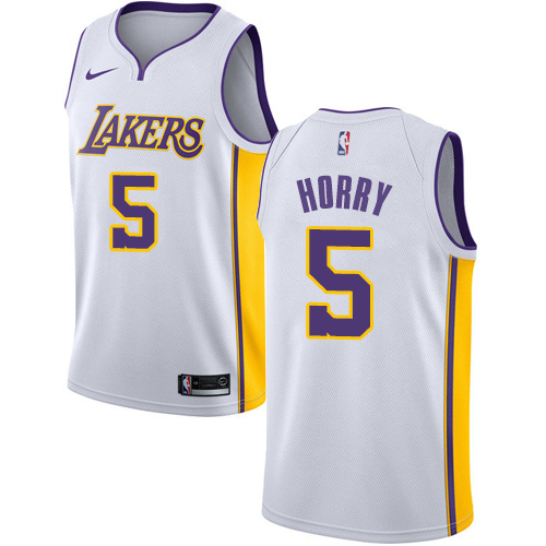 NBA Men Los Angeles Lakers #5 HORRY White V-neck Jersey High Quality Name and Number Print - leoleo123123