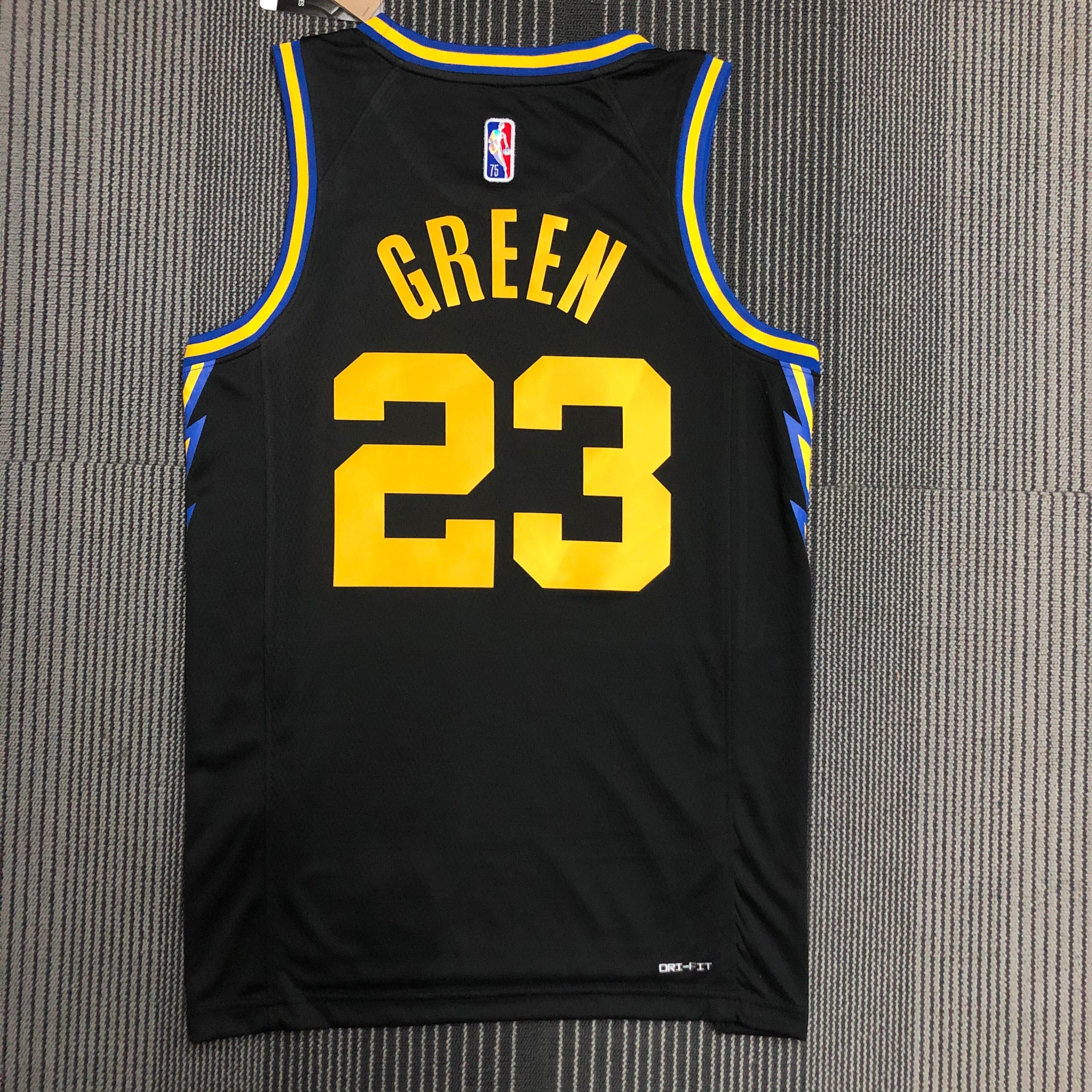 NBA Men 75th Anniversary Season 2022 Golden State Warriors Black #23 GREEN Jersey High Quality Name and Number Print - leoleo123123