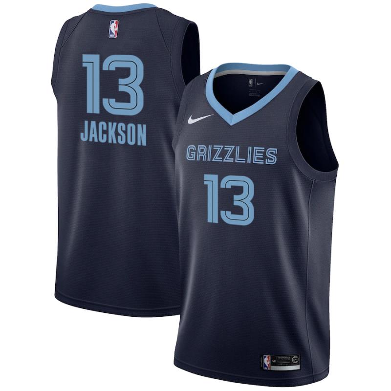 NBA Men Memphis Grizzlies Dark Blue #13 JACKSON Jersey High Quality Name and Number Print - leoleo123123