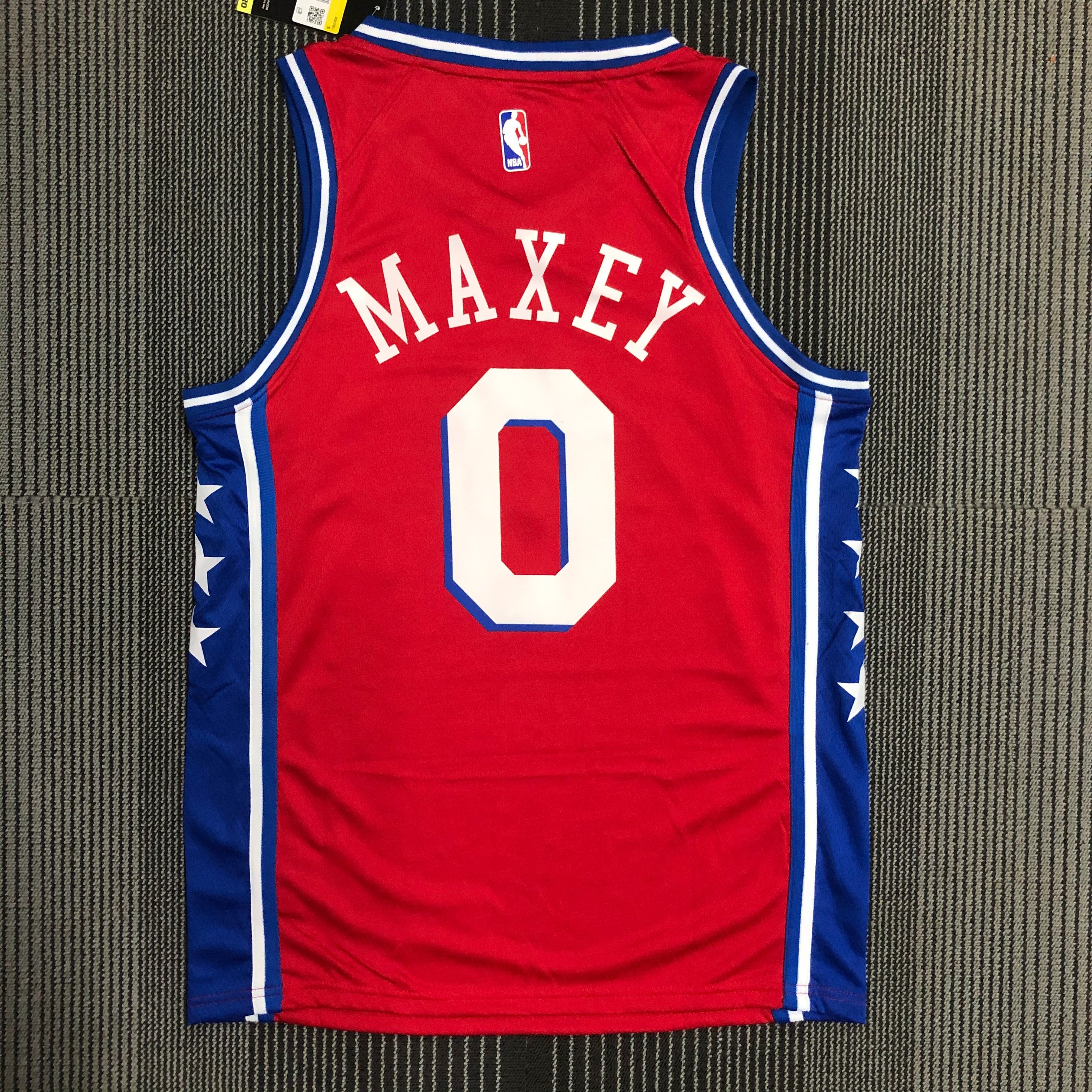 NBA Men Philadelphia 76ers Red #0 MAXEY Jersey with Jordan Logo High Quality Name and Number Print - leoleo123123