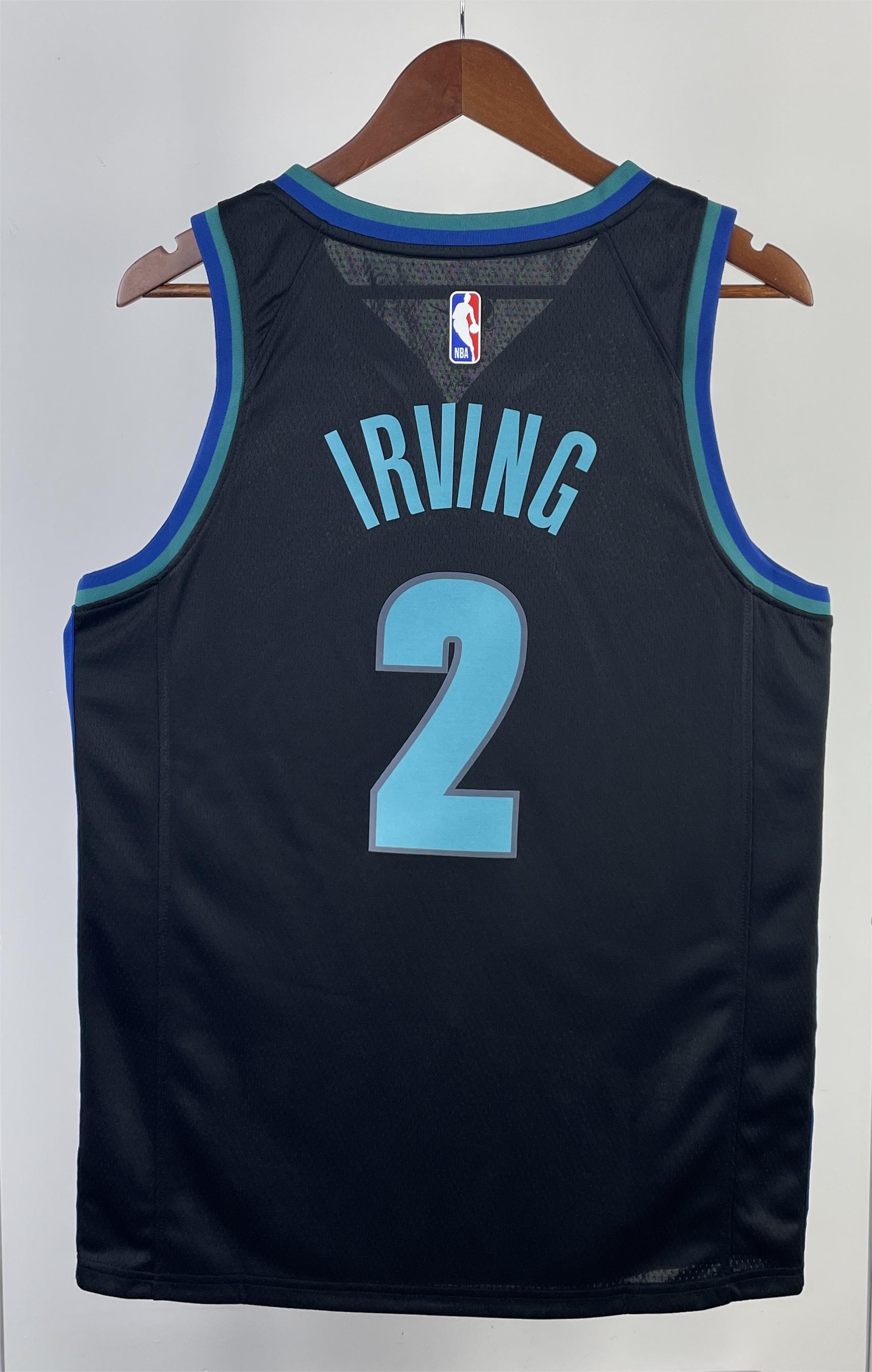 NBA Men Season 2023 Dallas Mavericks Black #2 IRVING Jersey High Quality Name and Number Print - leoleo123123