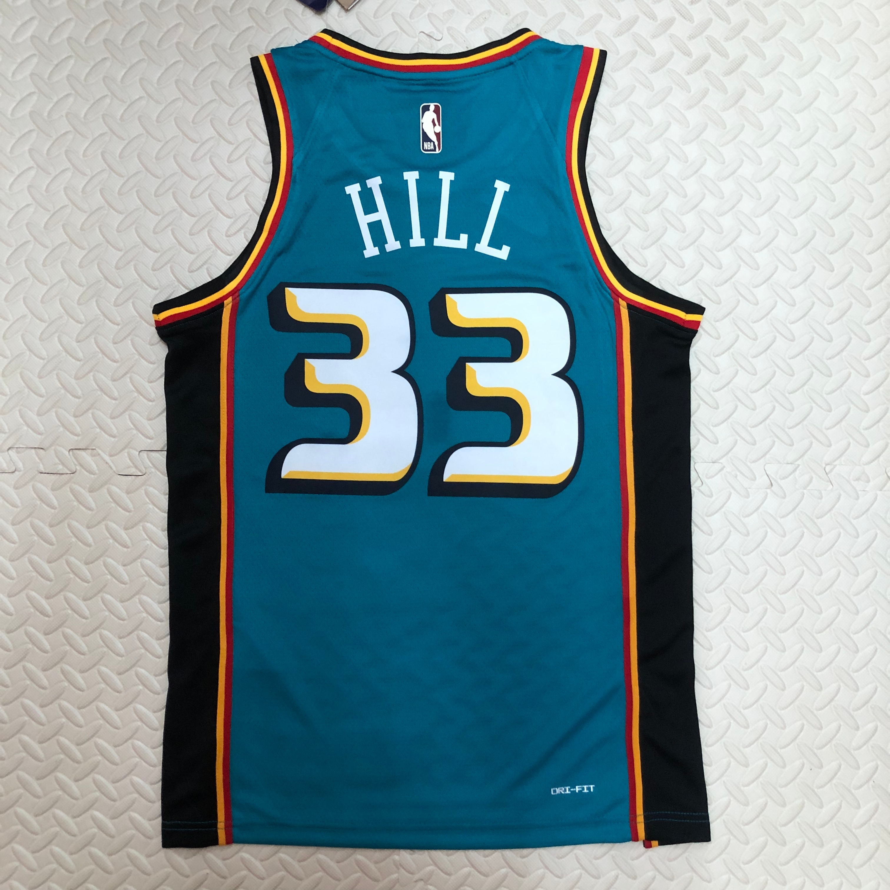NBA Season 2023 Detroit Pistons Retro Green #33 HILL Jersey High Quality Name and Number Print - leoleo123123