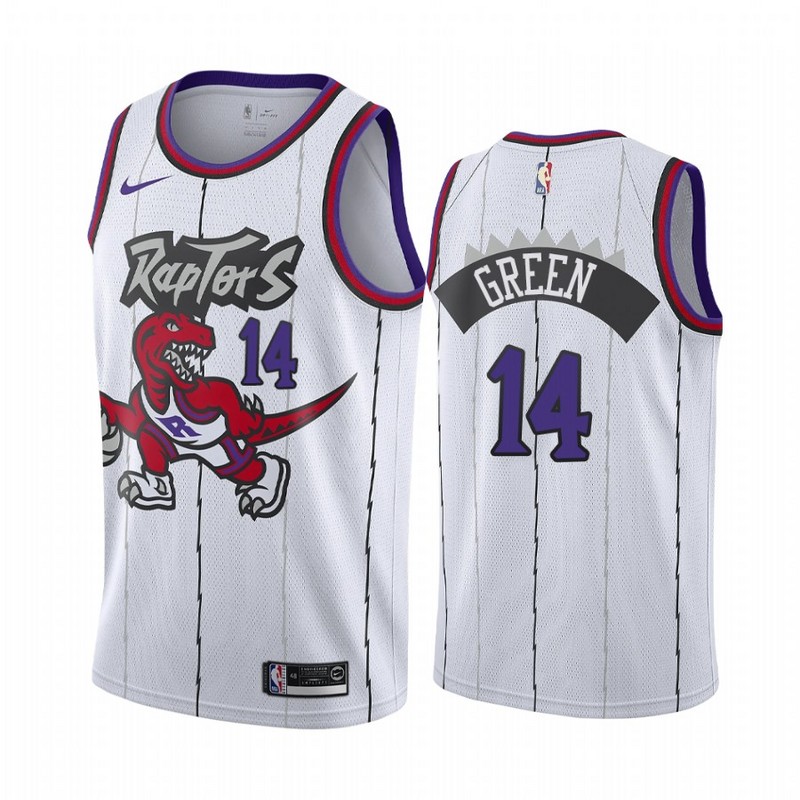 NBA Men Toronto Raptors Classical White #14 GREEN Jersey with Drangon High Quality Name and Number Print - leoleo123123
