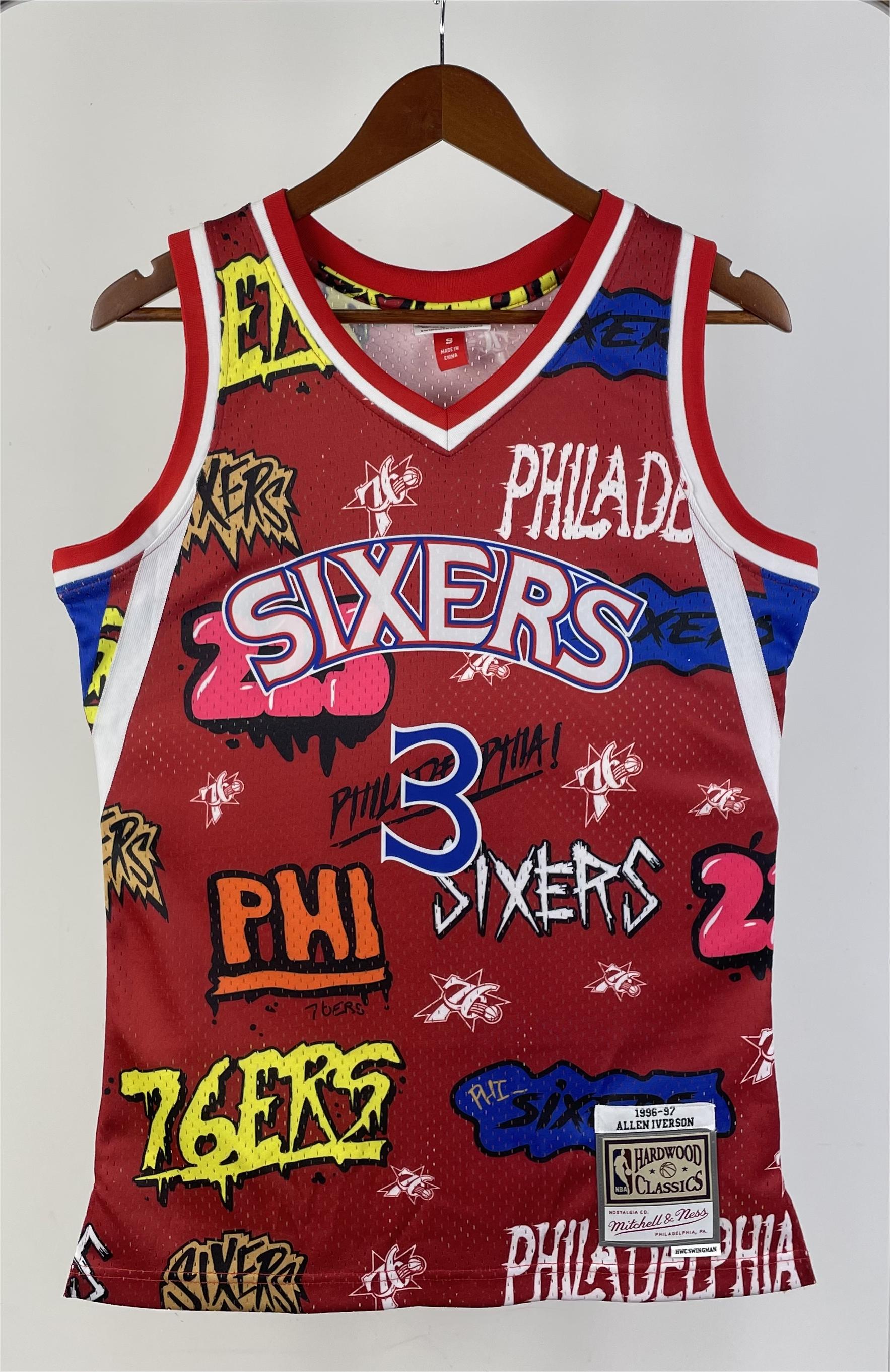 NBA Men 1996-97 Philadelphia 76ers Red #3 IVERSON Swingman Jersey - leoleo123123