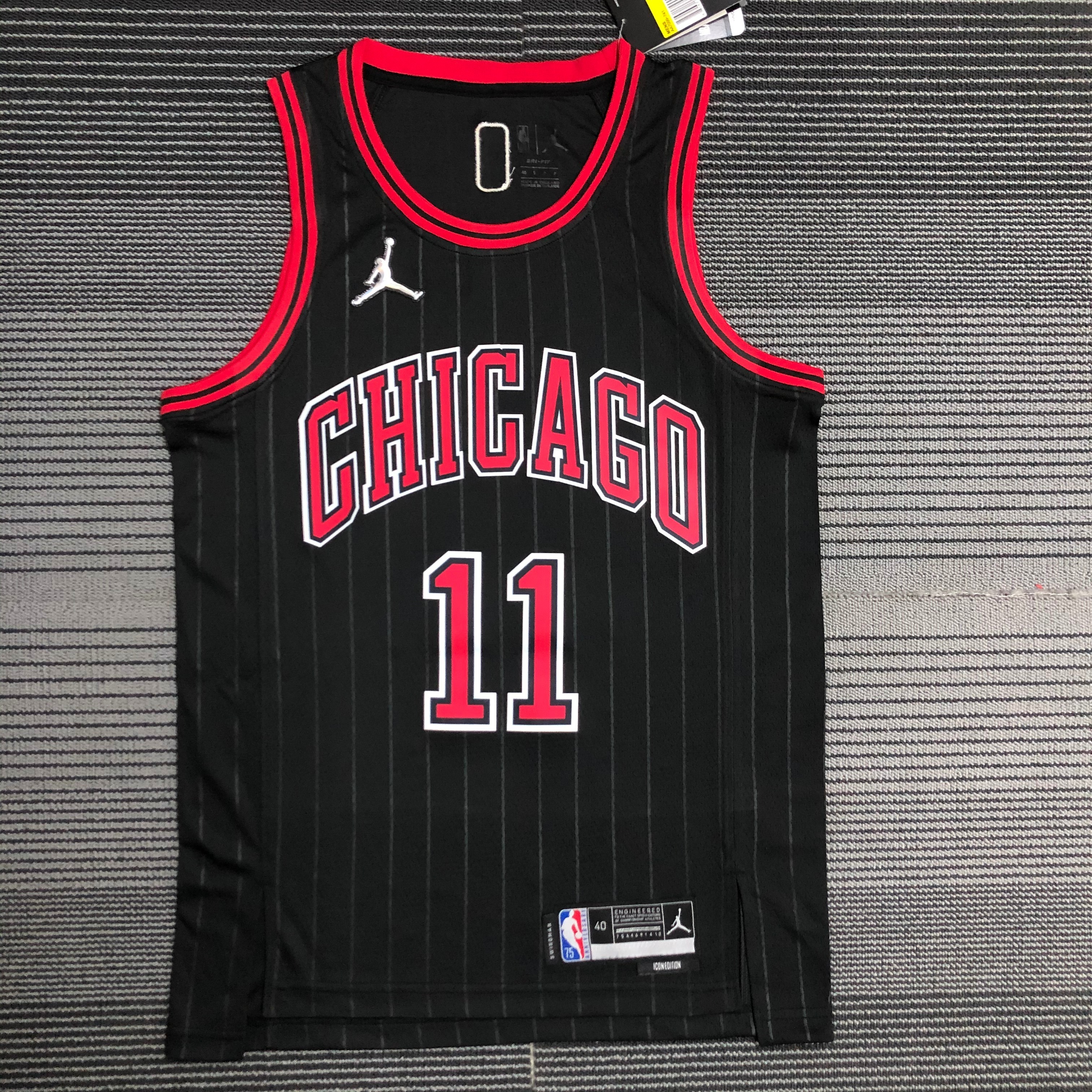 NBA Men 75th Anniversary Chicago Bulls Black with Jordan Logo #11 DEROZAN Jersey High Quality Name and Number Print - leoleo123123