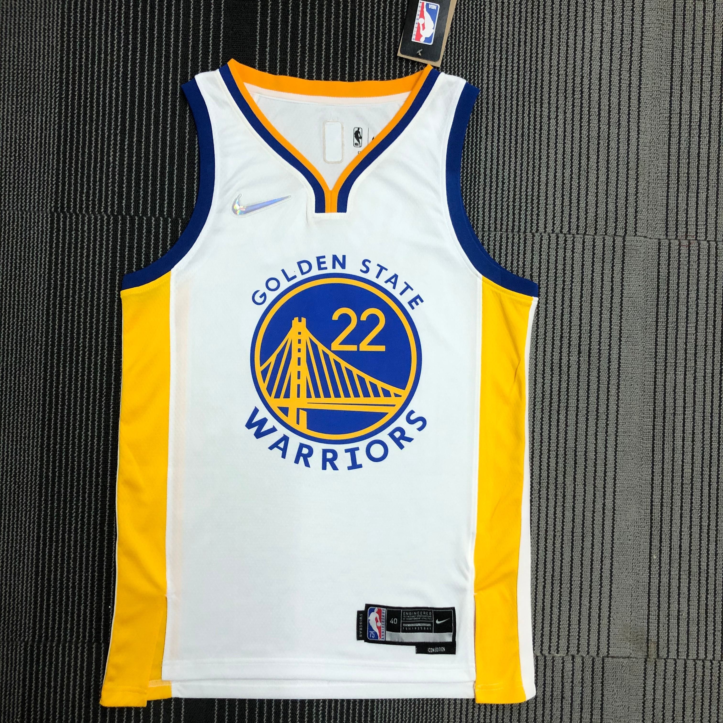 NBA Men 75th Anniversary Golden State Warriors White V-neck #22 WIGGINS Jersey High Quality Name and Number Print - leoleo123123