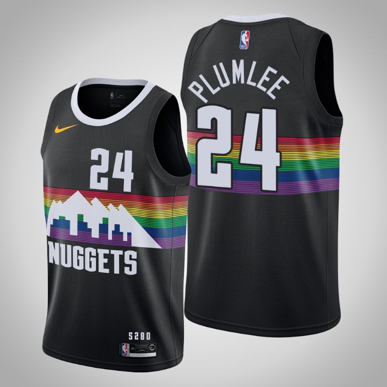NBA Men Denver Nuggets Black City #24 PLUMLEE Jersey High Quality Name and Number Print - leoleo123123