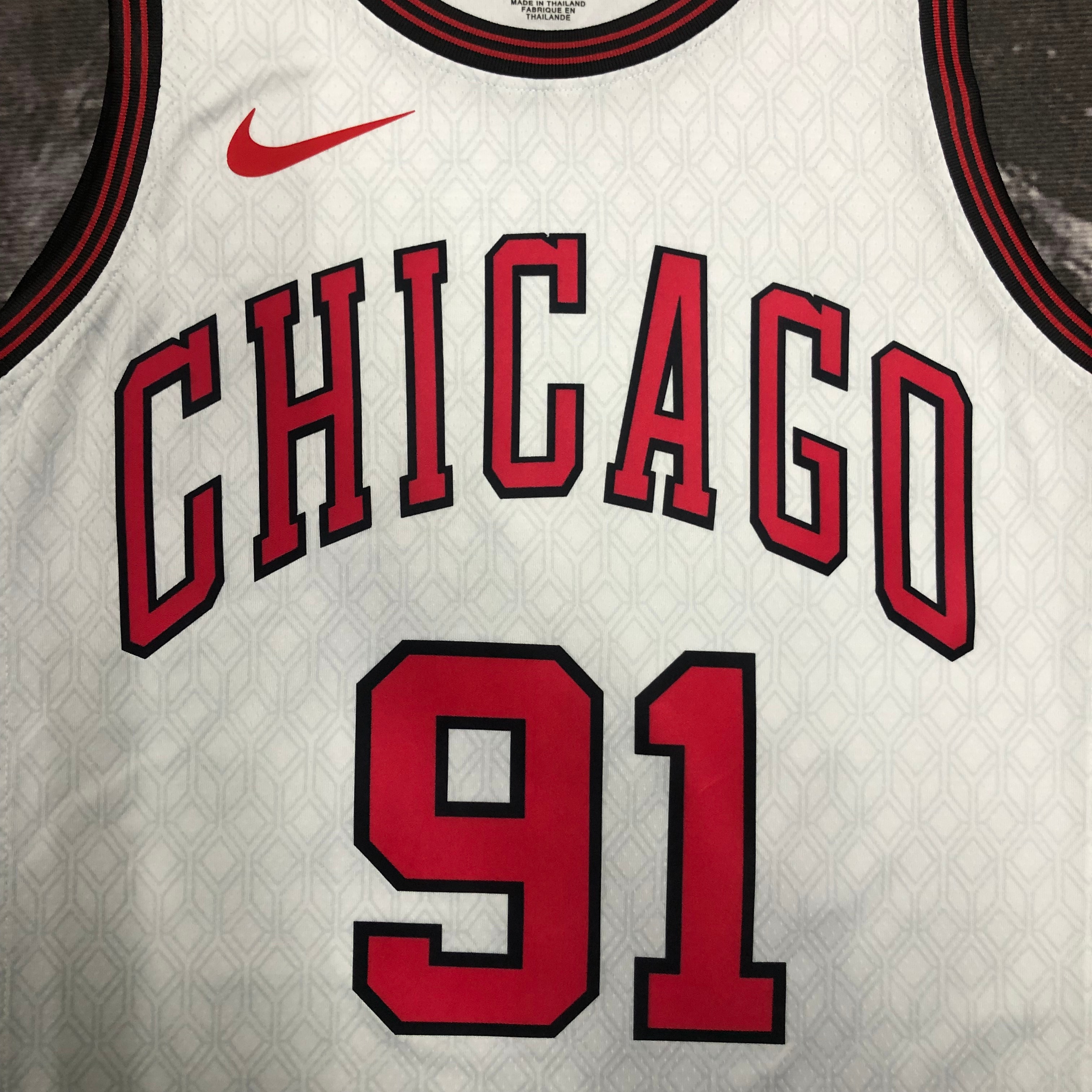 NBA Men 2023 Chicago Bulls City Version White #91 RODMAN Jersey High Quality Name and Number Print - leoleo123123