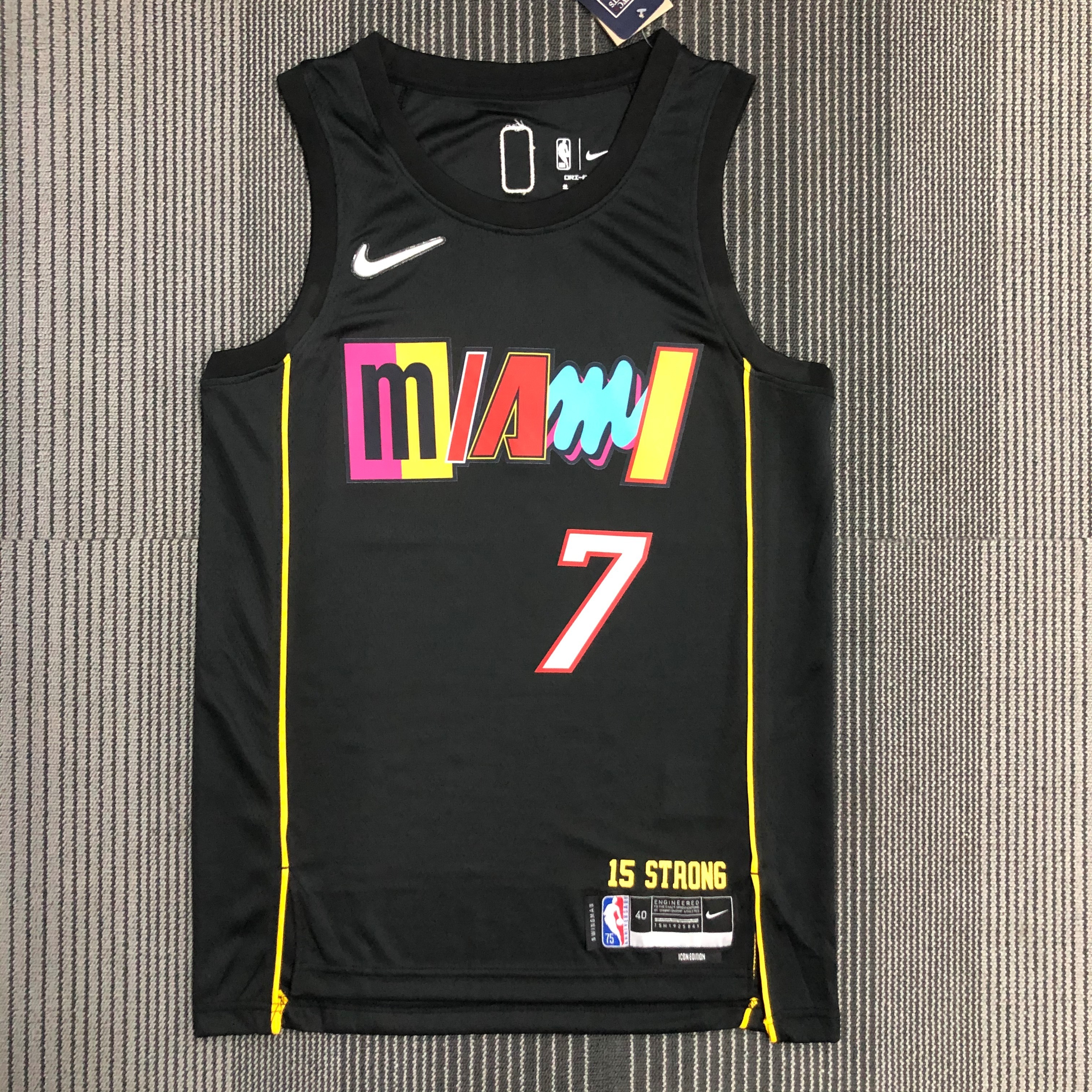 NBA Men 75th Anniversary Season 2022 Miami Heat Black #7 LOWRY Jersey High Quality Name and Number Print - leoleo123123