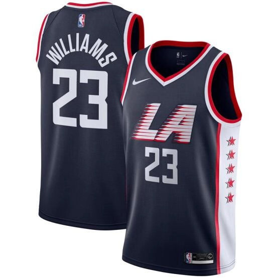 NBA Men Los Angeles Clippers Dark Blue City #23 WILLIAMS Jersey High Quality Name and Number Print - leoleo123123