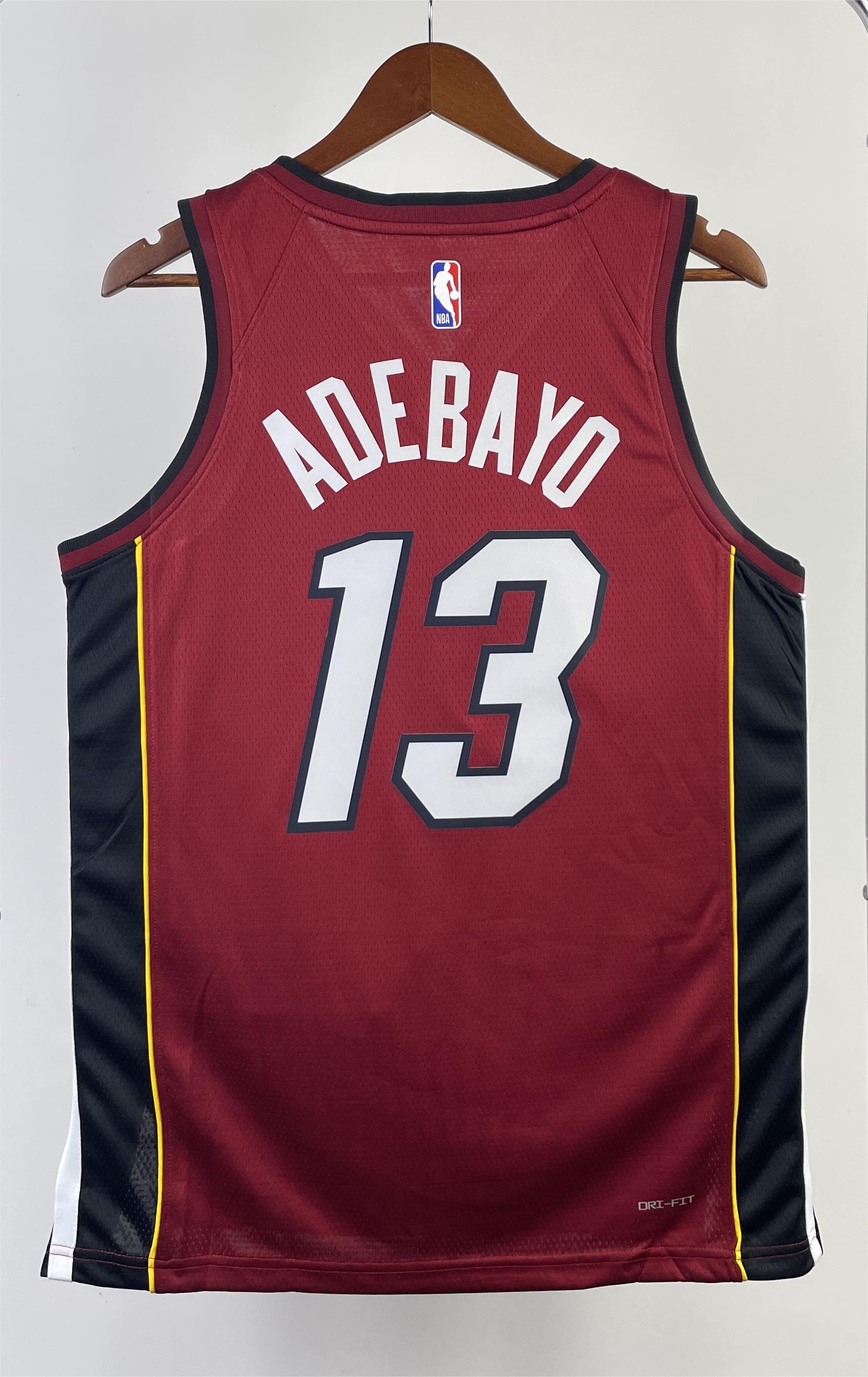 NBA Men Season 2023 Miami Heat Red #13 ADEBAYO Jersey High Quality Name and Number Print - leoleo123123