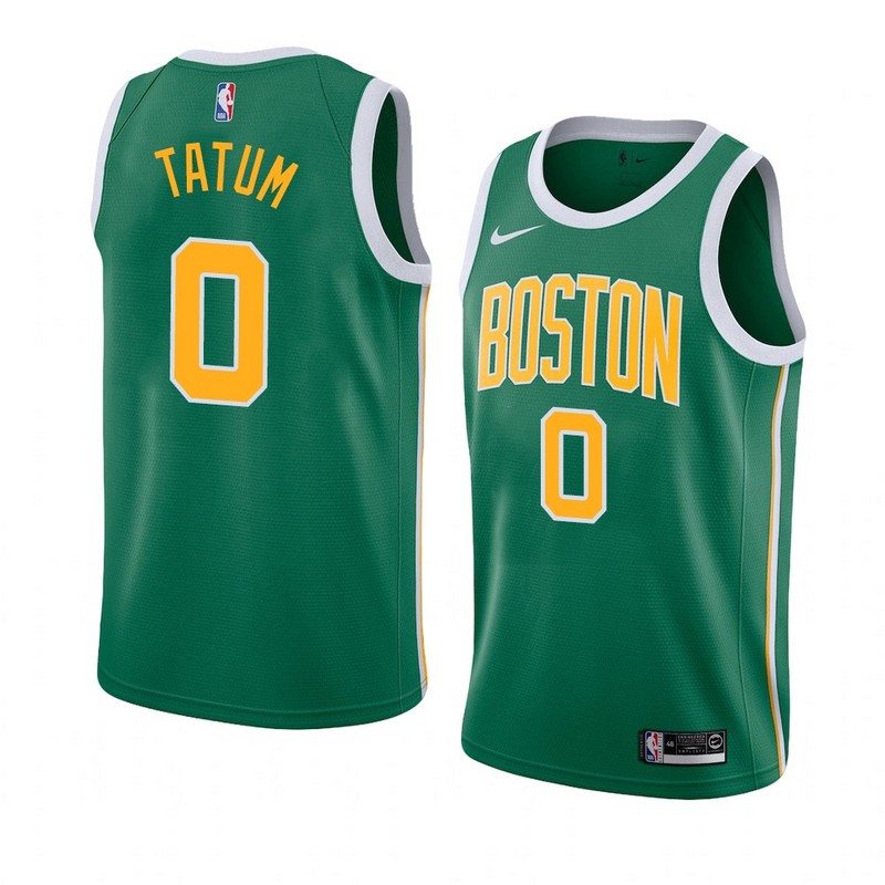NBA Boston Celtics Green with Yellow Name #0 TATUM Jersey High Quality Name and Number Print - leoleo123123