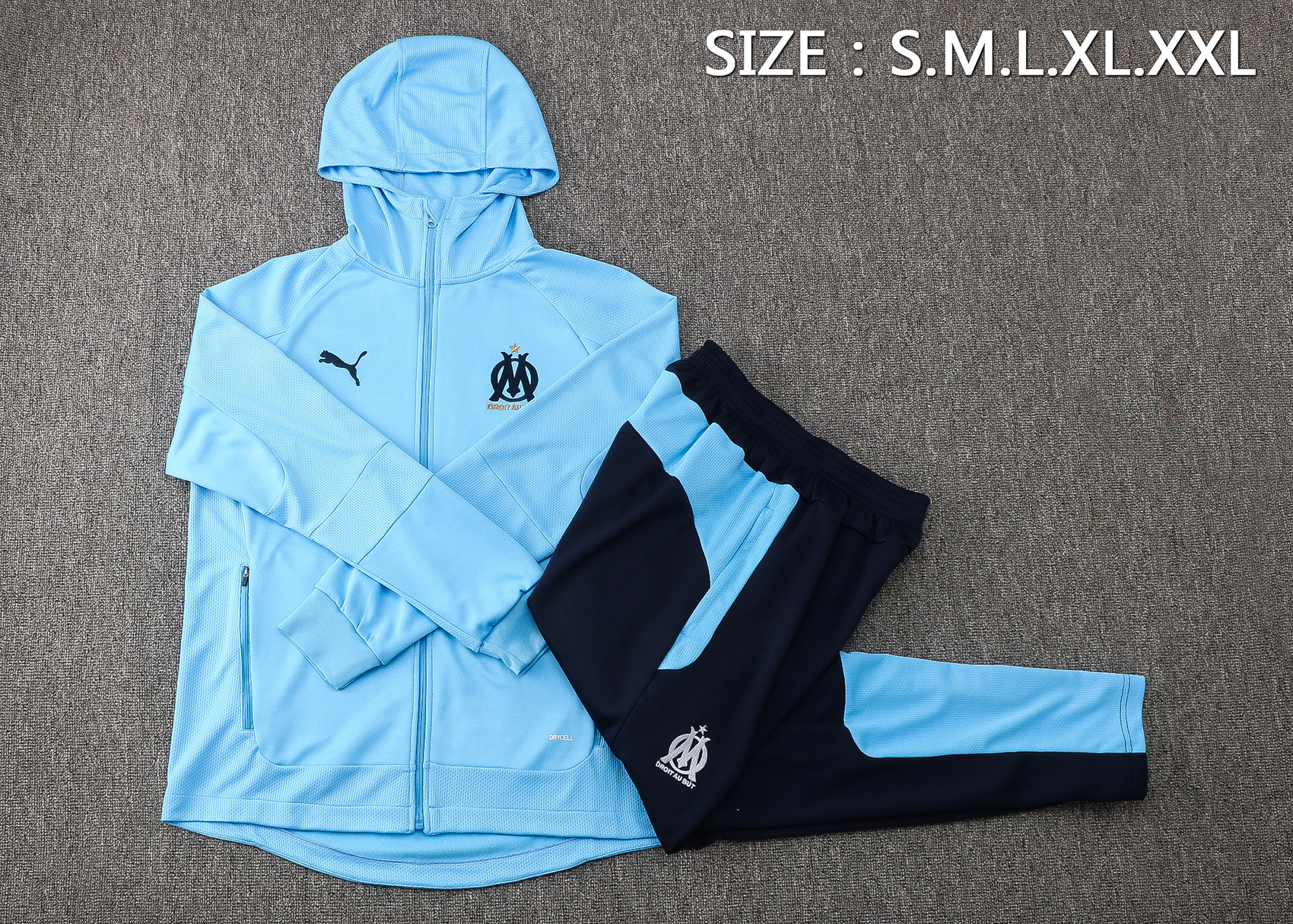 21-22 Marseille Blue Jacket with Cap Tracksuit with Cap Thai Quality - leoleo123123