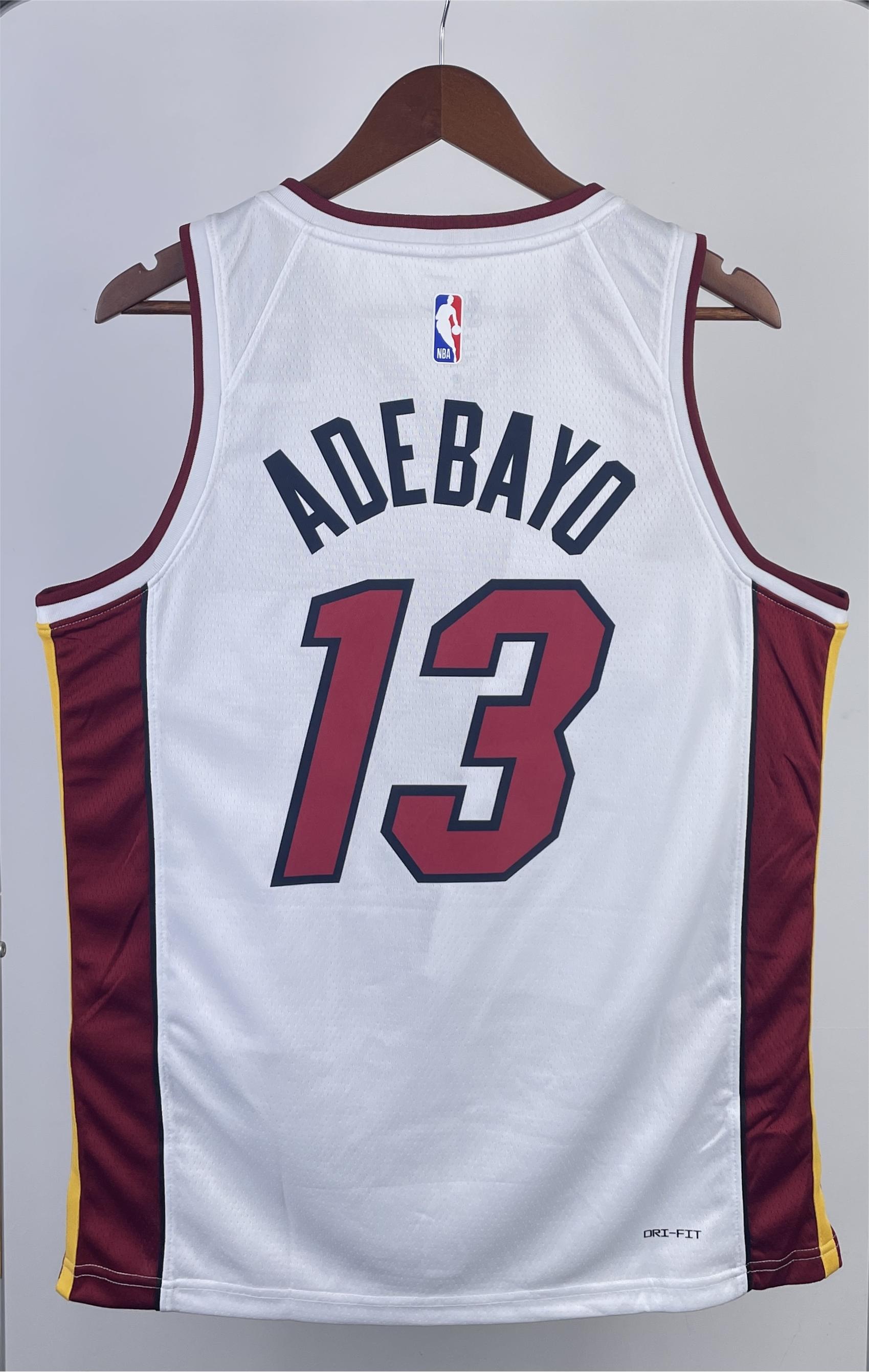 NBA Men Season 2023 Miami Heat White #13 ADEBAYO Jersey High Quality Name and Number Print - leoleo123123