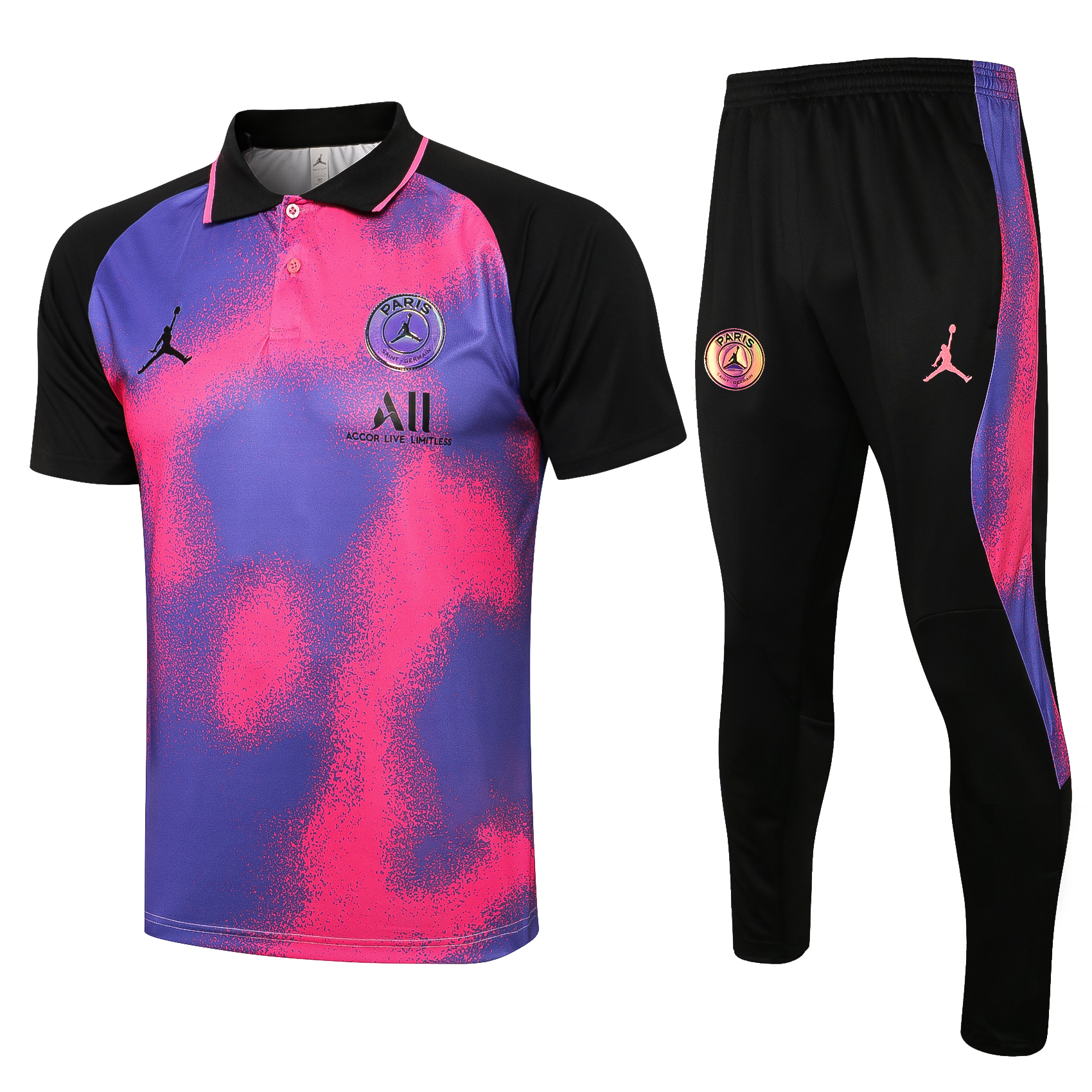 21-22 PSG Pink and Purple Polo Training Tracksuit Thai Quality - leoleo123123