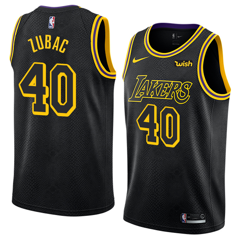 NBA Men Los Angeles Lakers Black #40 ZUBAC Round Neck Jersey High Quality Name and Number Print - leoleo123123