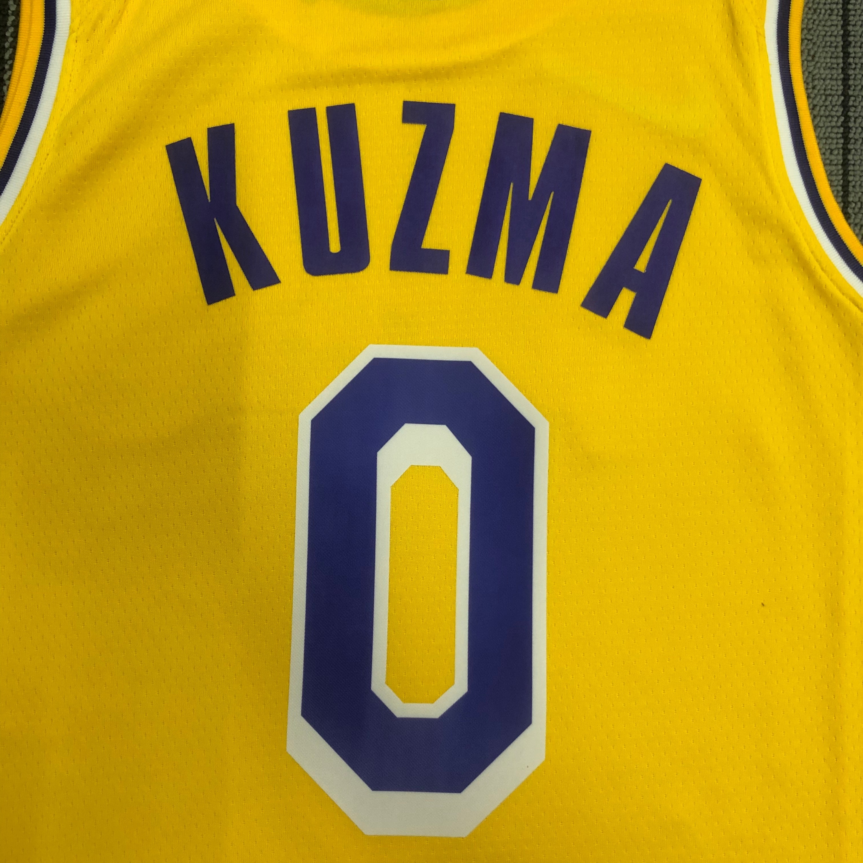 NBA 75th Anniversary Los Angeles Lakers Yellow Round Neck #0 KUZMA Jersey High Quality Name and Number Print - leoleo123123