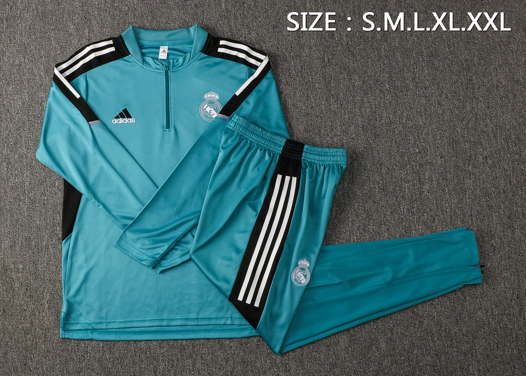 21-22 Real Madrid Sea Blue Sweater Tracksuit Thai Quality - leoleo123123