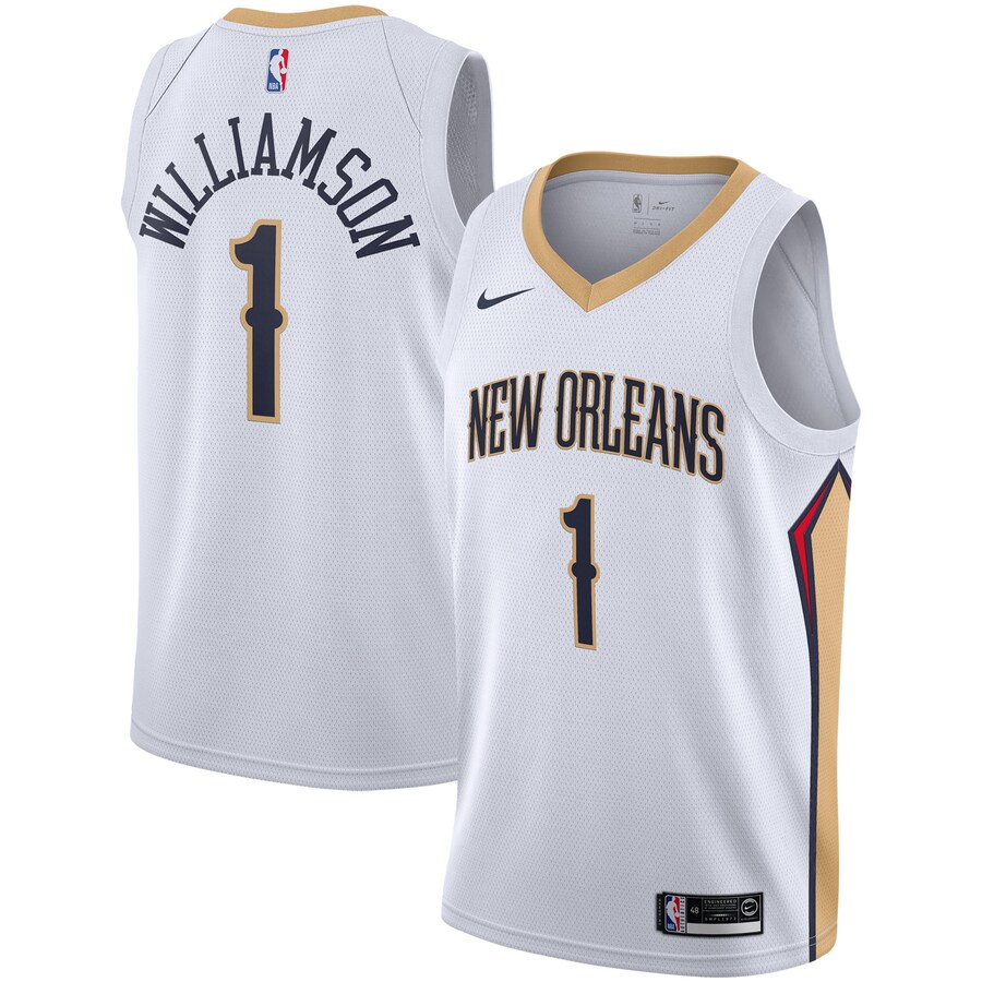 NBA Men New Orleans Pelicans White #1 WILLIAMSON Jersey High Quality Name and Number Print - leoleo123123