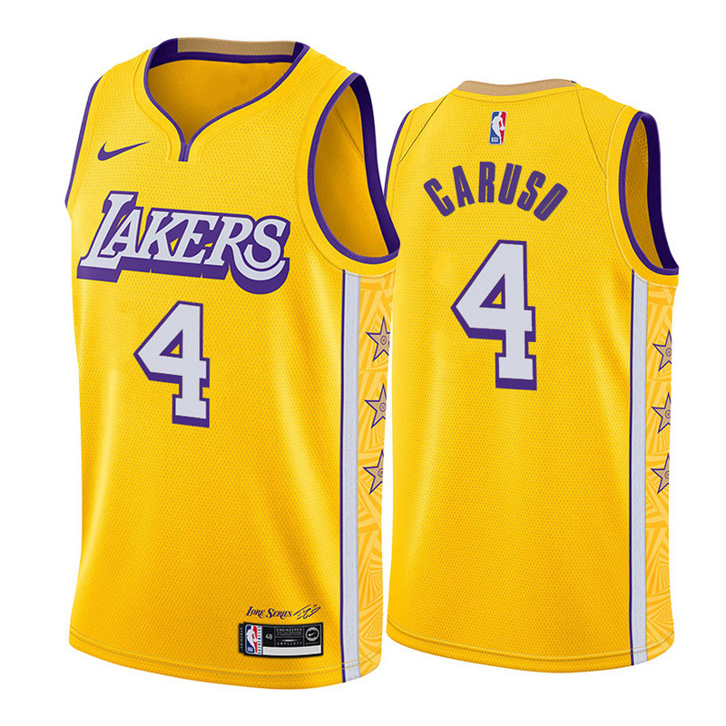 NBA Los Angeles Lakers 19-20 New Yellow #4 CARUSO Jersey High Quality Name and Number Print - leoleo123123
