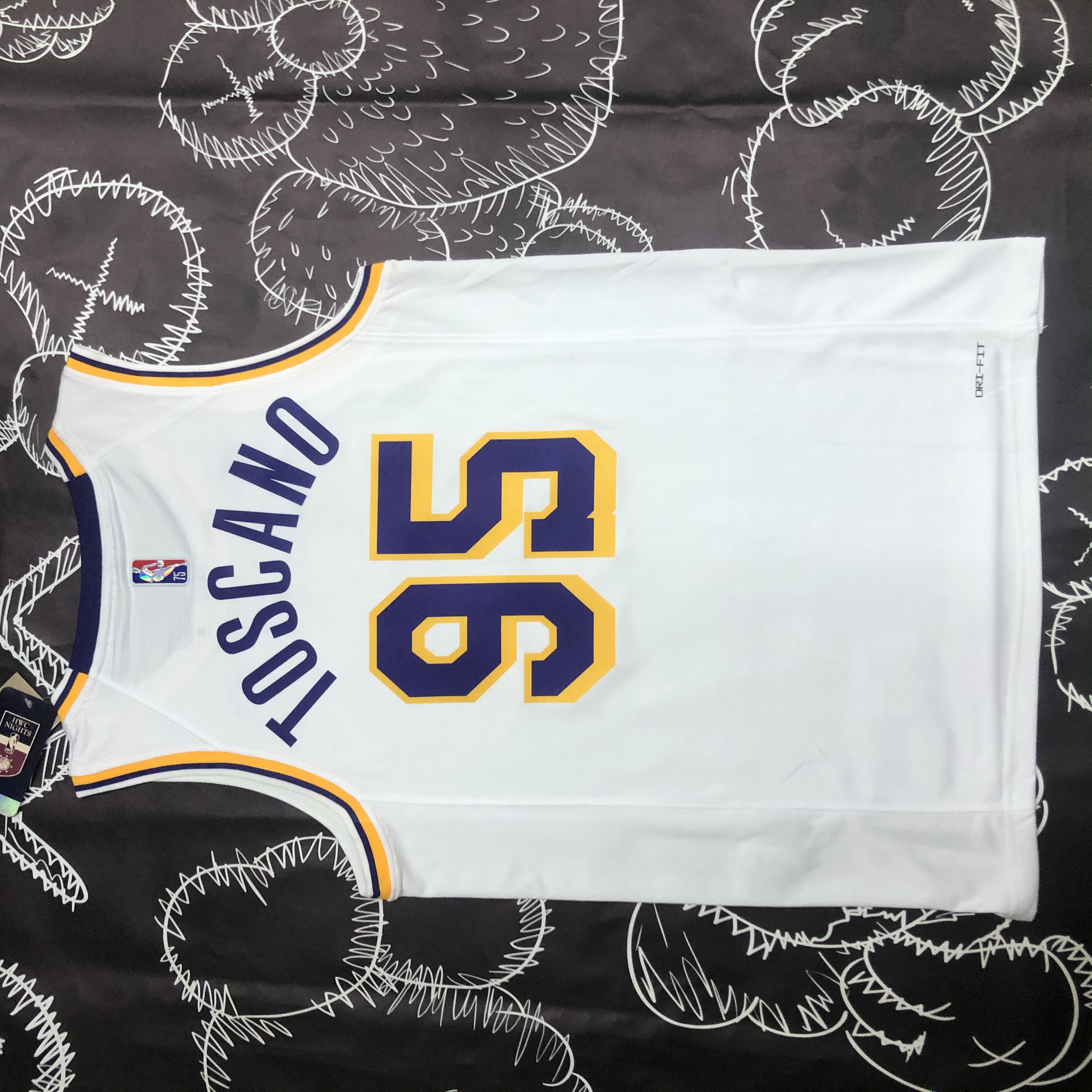 NBA 75th Anniversary Los Angeles Lakers White Round Neck #95 TOSCANO Jersey High Quality Name and Number Print - leoleo123123