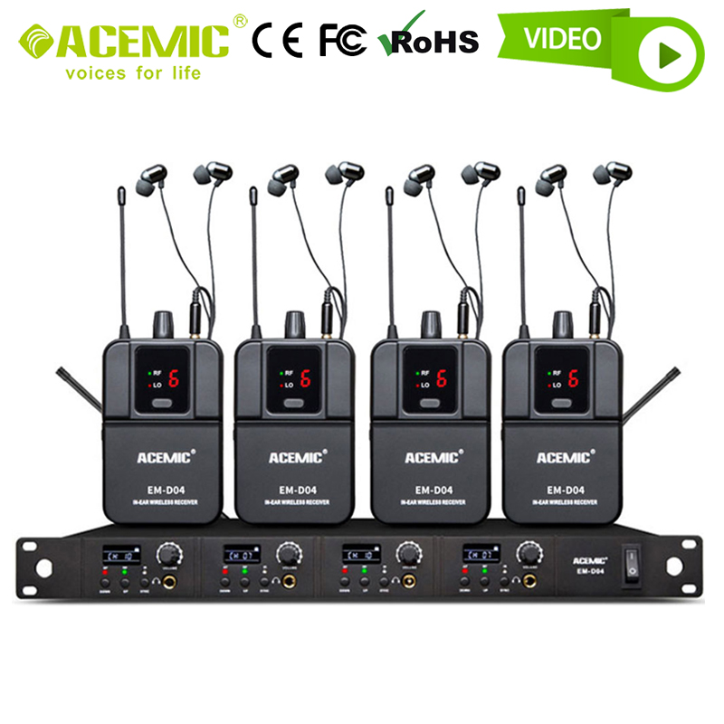 Wireless In Ear Monitor System Transmitter Receiver 4 Channel Pack Earbud Digital Earphone IEM Stage Return for Singer Musician - leoleo123123