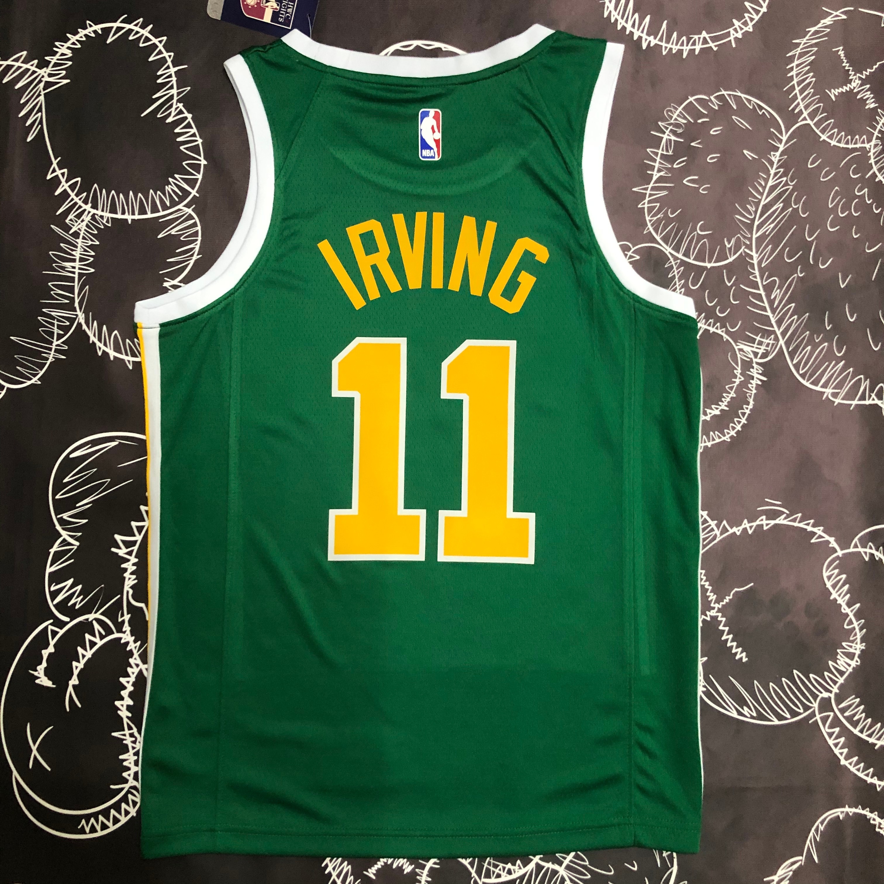 NBA Men Boston Celtics Green with Gold Name #11 IRVING Jersey High Quality Name and Number Print - leoleo123123